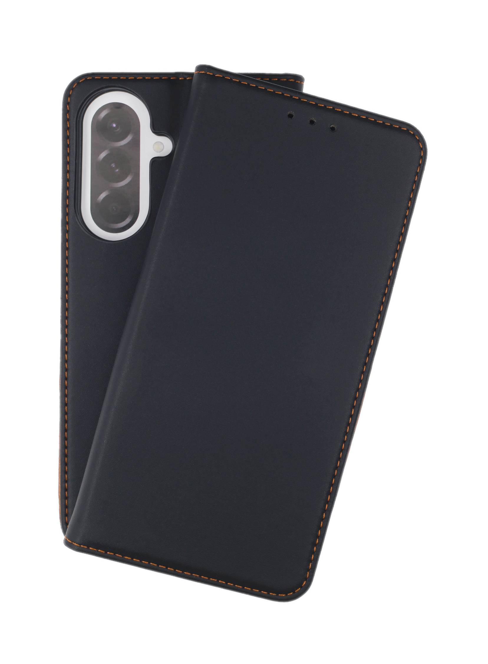 JAMCOVER Echt Leder Bookcover Schwarz für Samsung Galaxy A37 5G