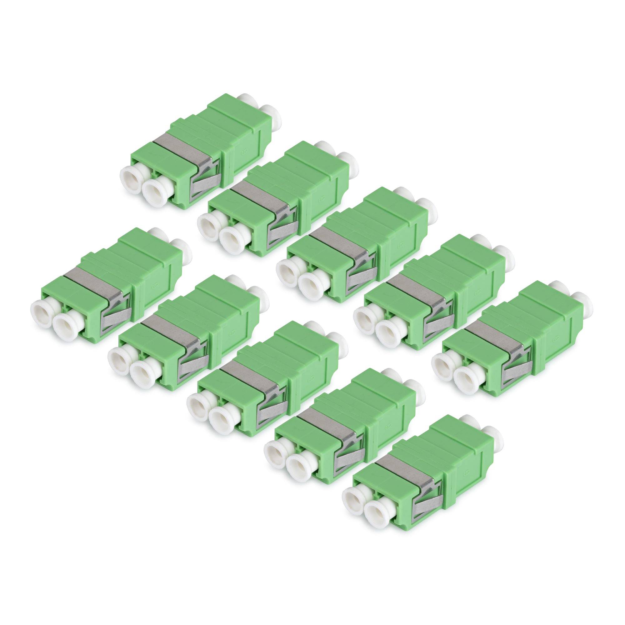 StarTech.com LC auf LC Kupplung 10er Pack, OS2 Singlemode LC Glasfaser Kupplung im SC-Formfaktor ohne Flansch, LC/APC Duplex Adapter, LC/APC, Grün