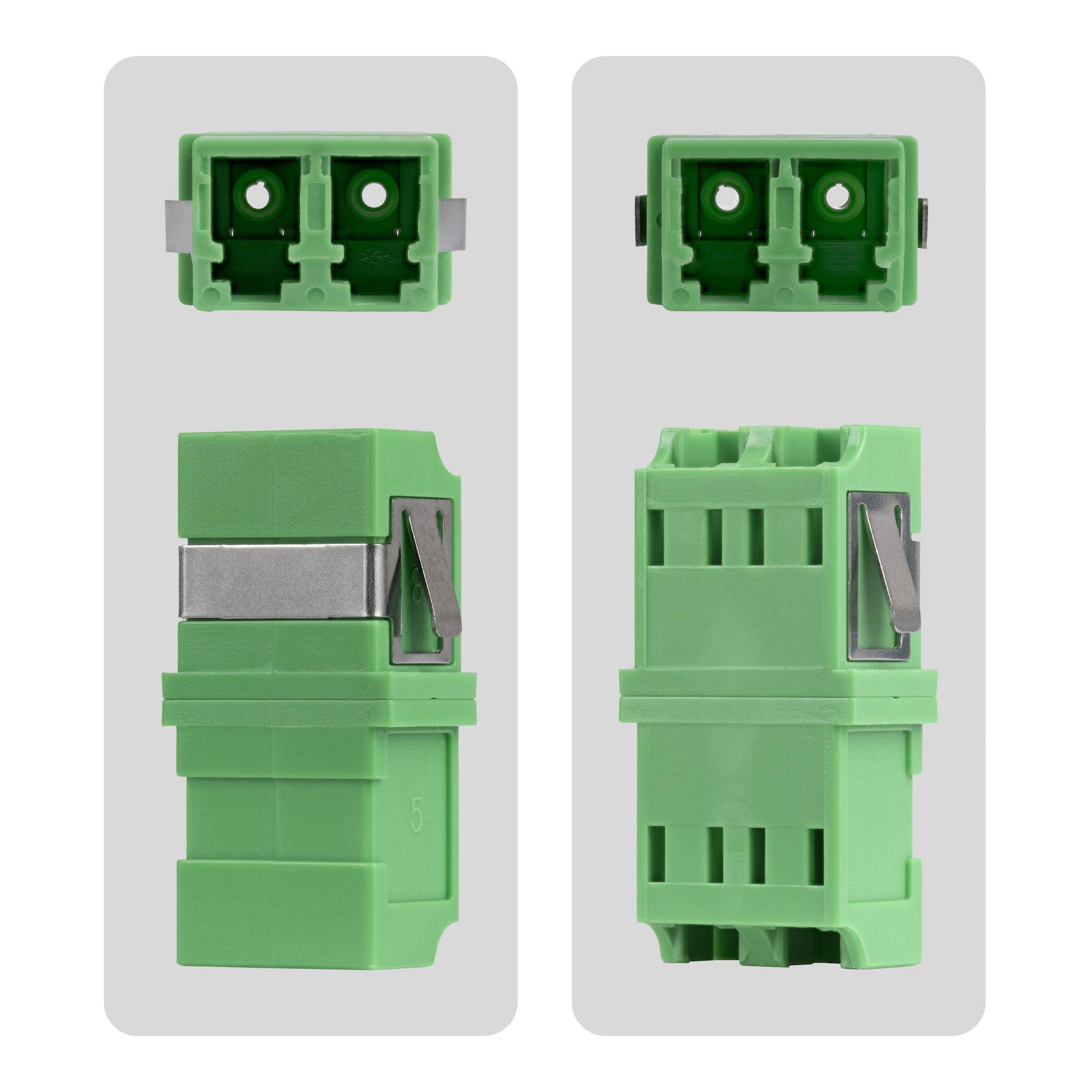 StarTech.com LC auf LC Kupplung 10er Pack, OS2 Singlemode LC Glasfaser Kupplung im SC-Formfaktor ohne Flansch, LC/APC Duplex Adapter, LC/APC, Grün