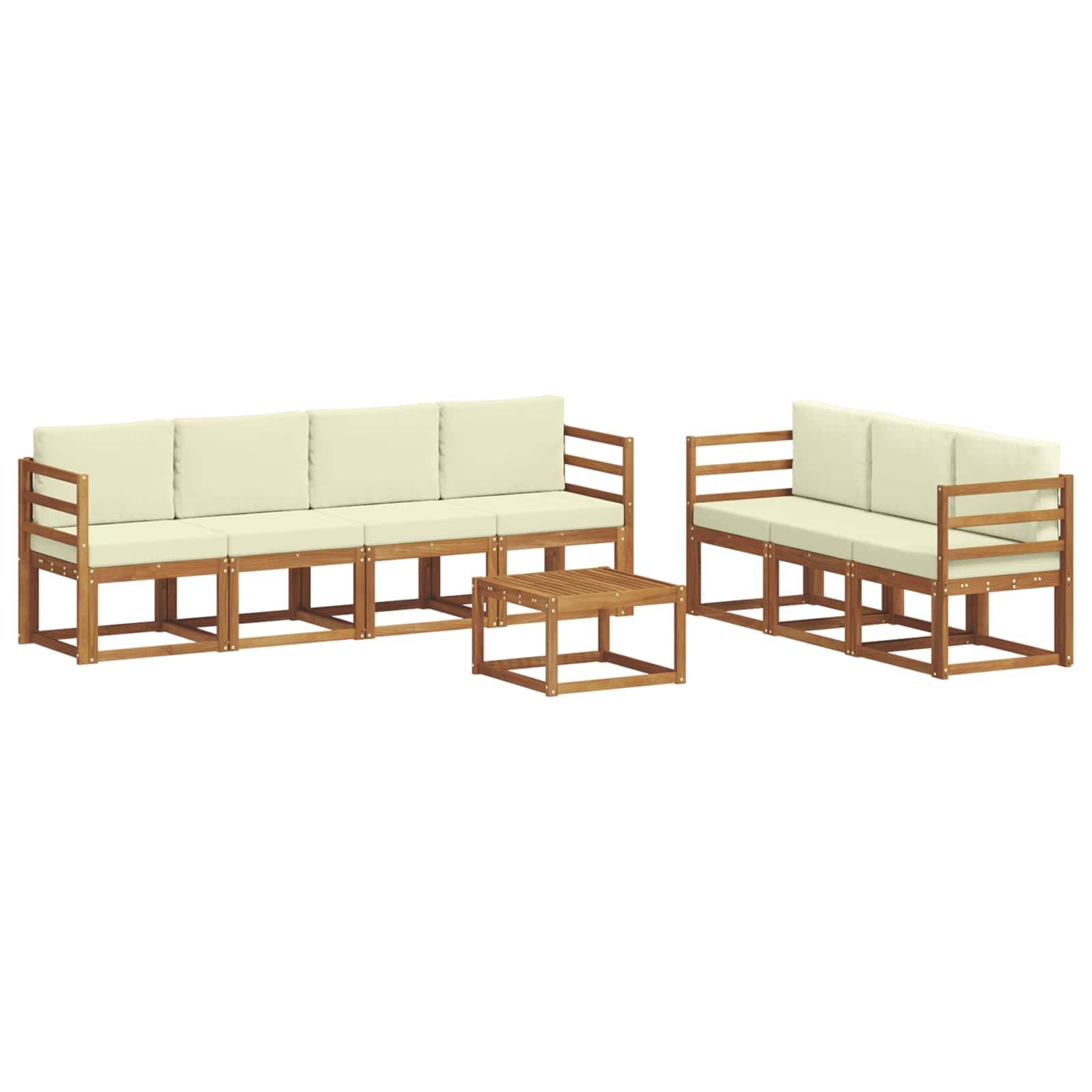 vidaXL Outdoor-Sofagarnitur mit Kissen 8 pcs Natur und Creme