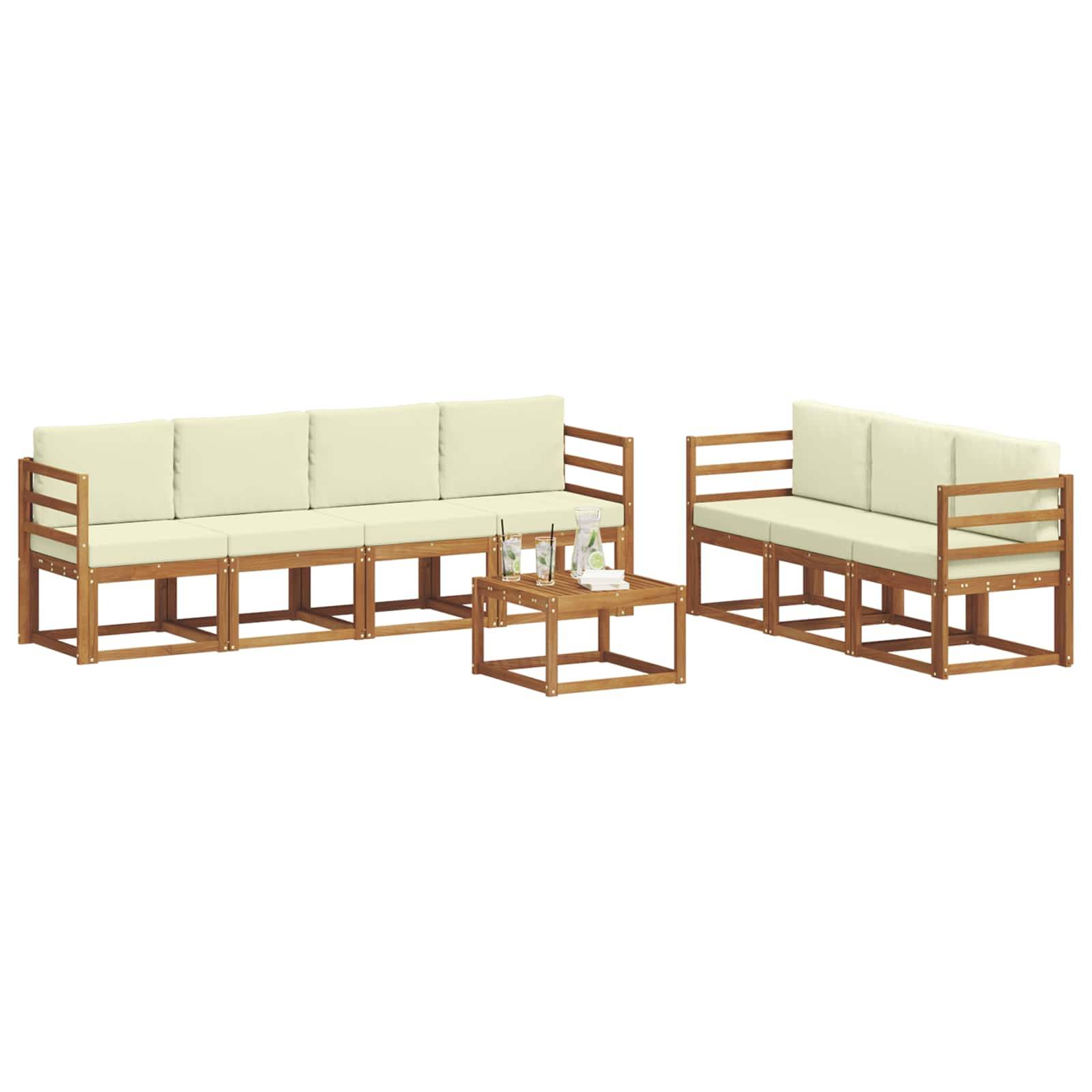 vidaXL Outdoor-Sofagarnitur mit Kissen 8 pcs Natur und Creme