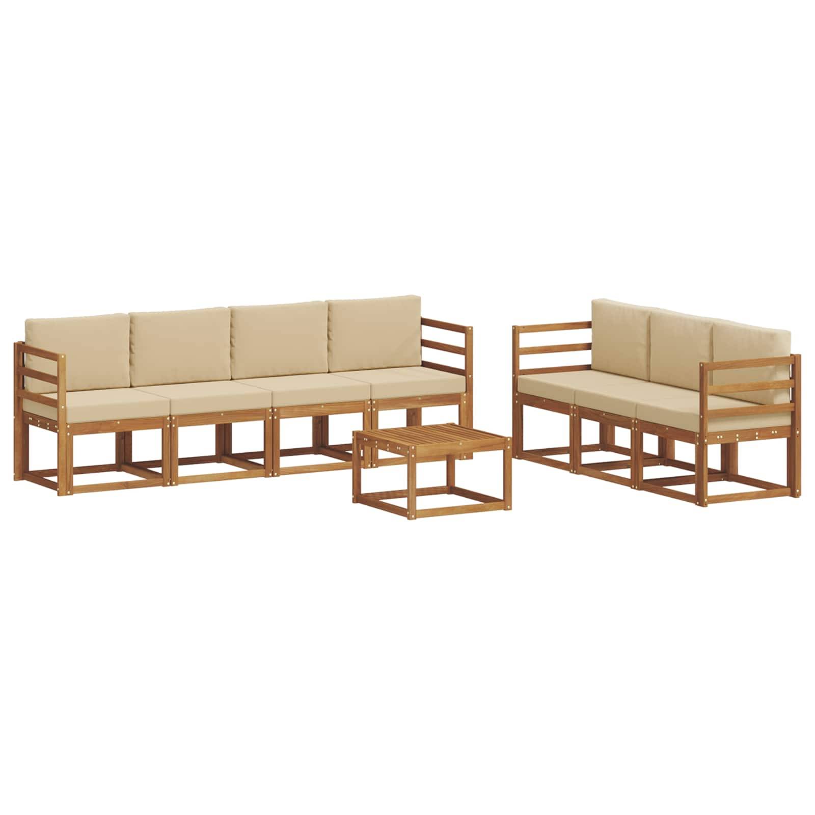 vidaXL Outdoor-Sofagarnitur mit Kissen 8 pcs Natur und Beige