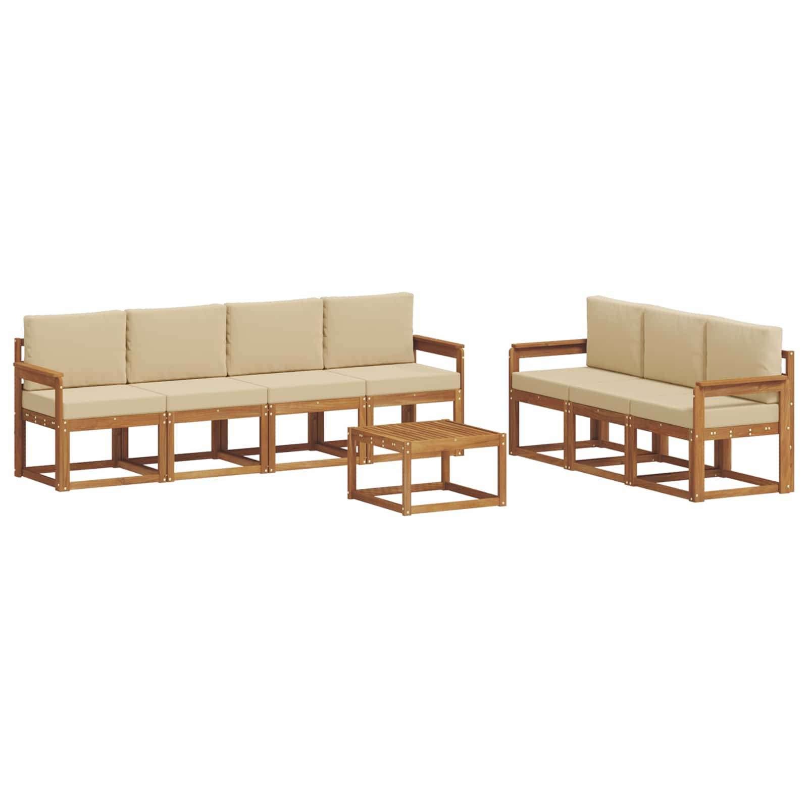 vidaXL Outdoor-Sofagarnitur mit Kissen 8 pcs Natur und Beige