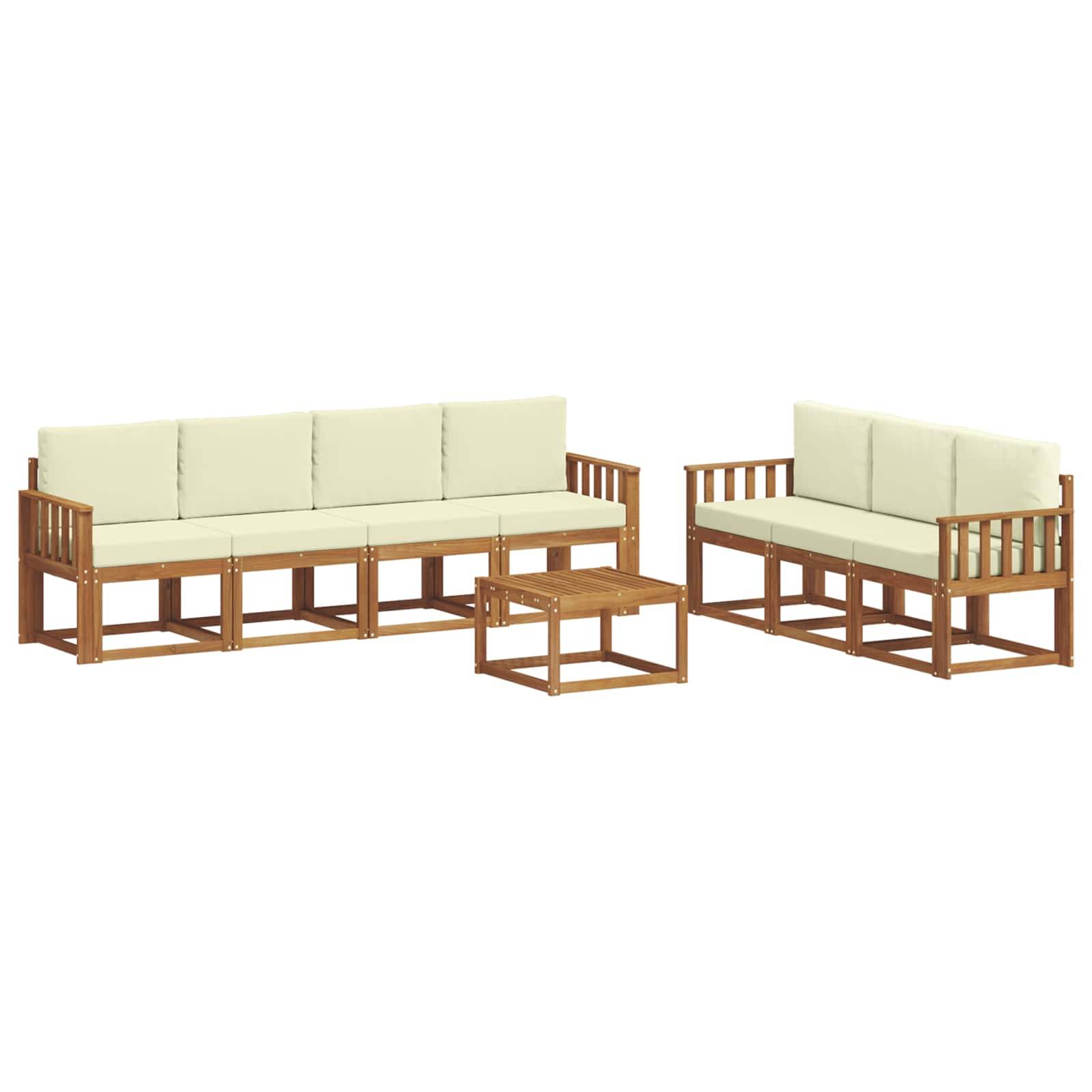 vidaXL Outdoor-Sofagarnitur mit Kissen 8 pcs Natur und Creme
