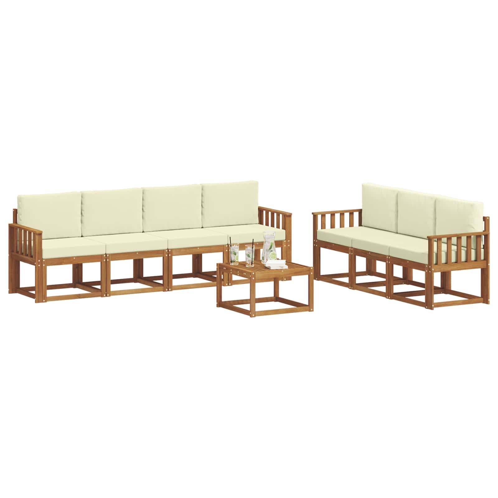 vidaXL Outdoor-Sofagarnitur mit Kissen 8 pcs Natur und Creme