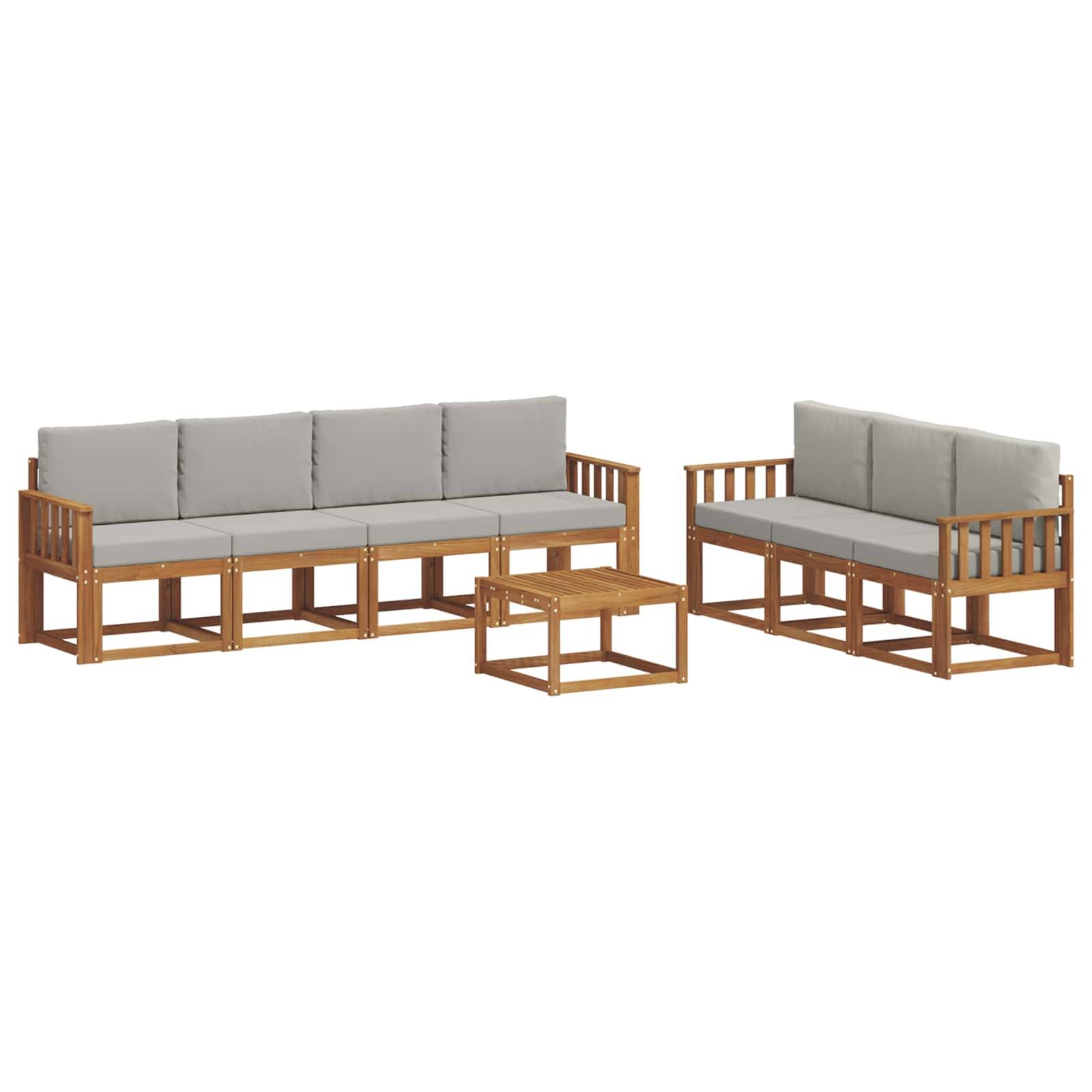 vidaXL Outdoor-Sofagarnitur mit Kissen 8 pcs Natürlich und Hellgrau