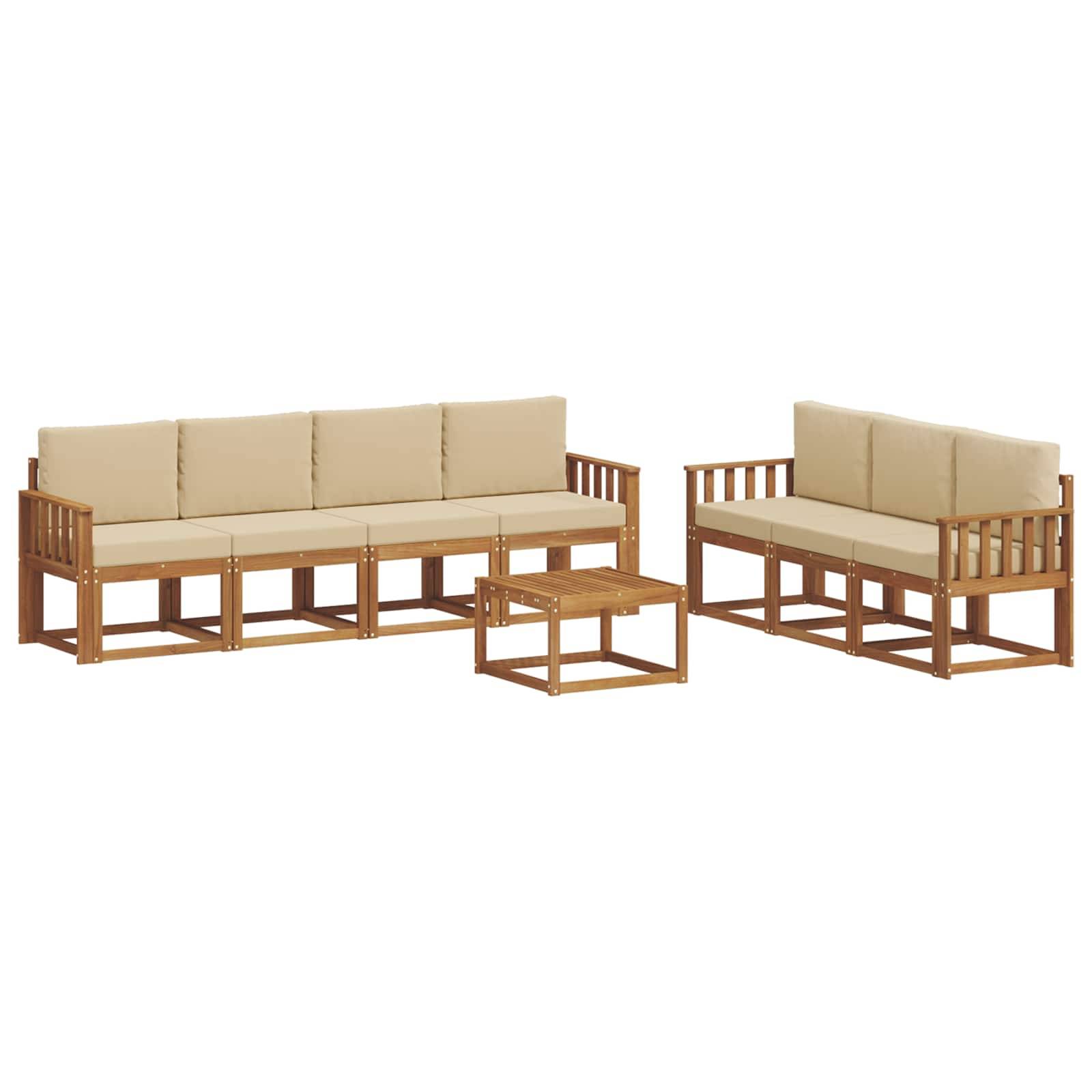 vidaXL Outdoor-Sofagarnitur mit Kissen 8 pcs Natur und Beige