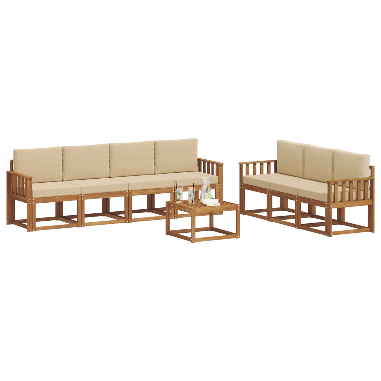 vidaXL Outdoor-Sofagarnitur mit Kissen 8 pcs Natur und Beige