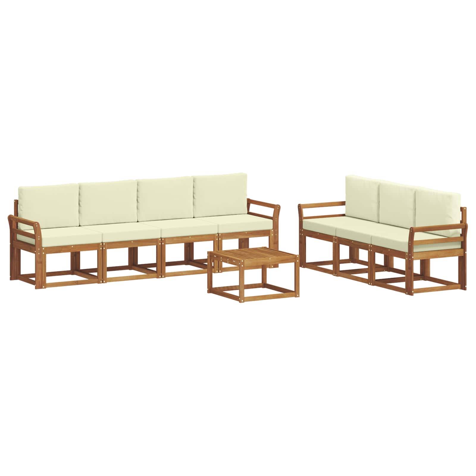 vidaXL Outdoor-Sofagarnitur mit Kissen 8 pcs Natur und Creme