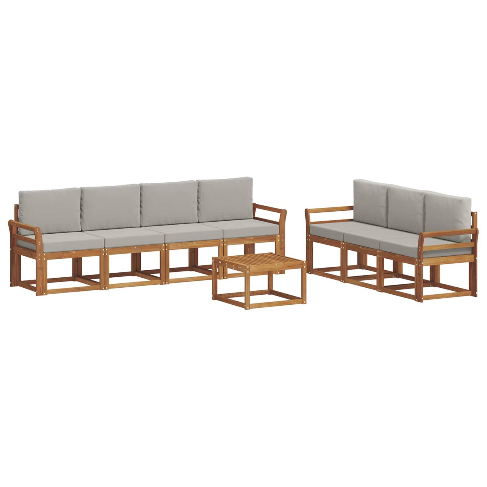 vidaXL Outdoor-Sofagarnitur mit Kissen 8 pcs Natürlich und Hellgrau