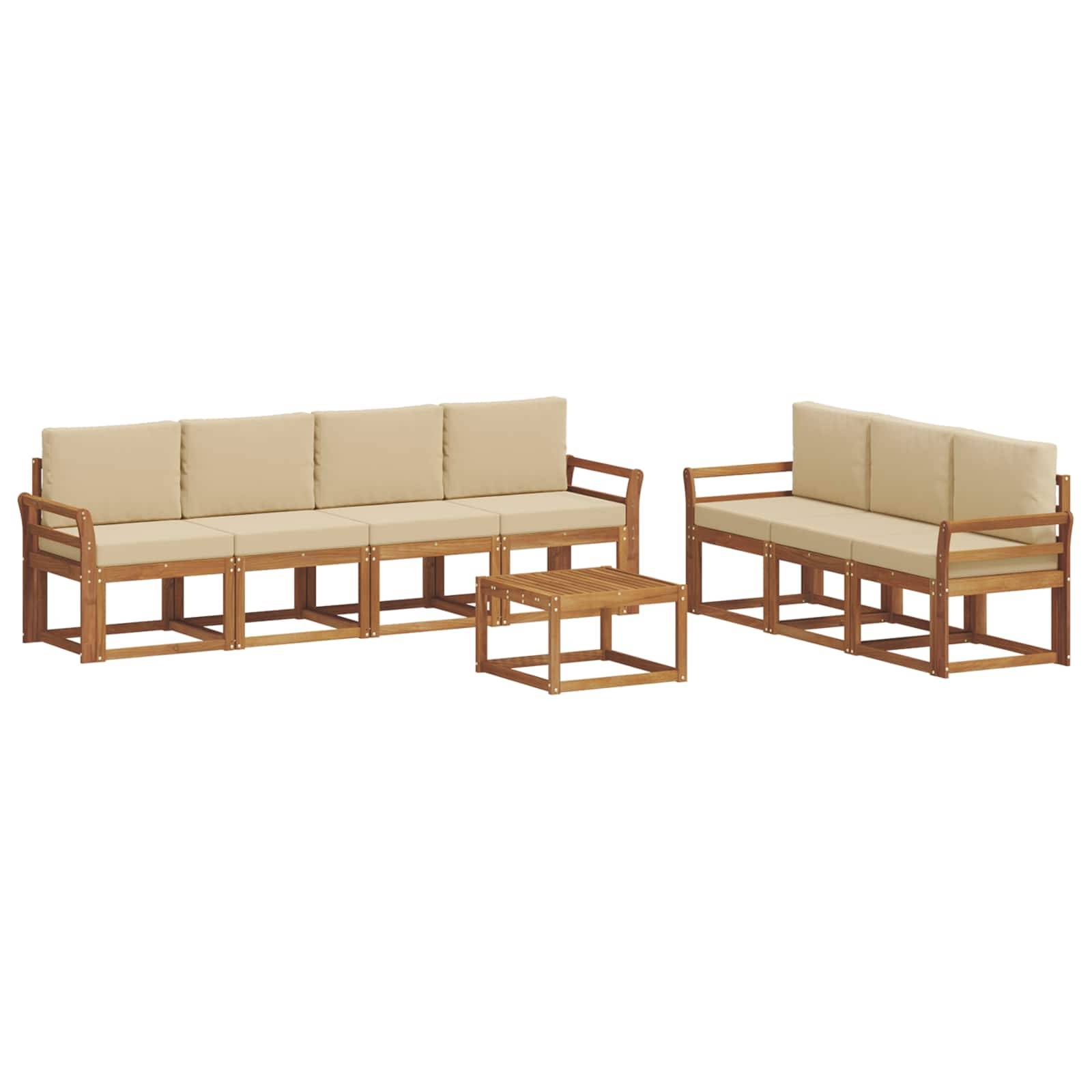 vidaXL Outdoor-Sofagarnitur mit Kissen 8 pcs Natur und Beige