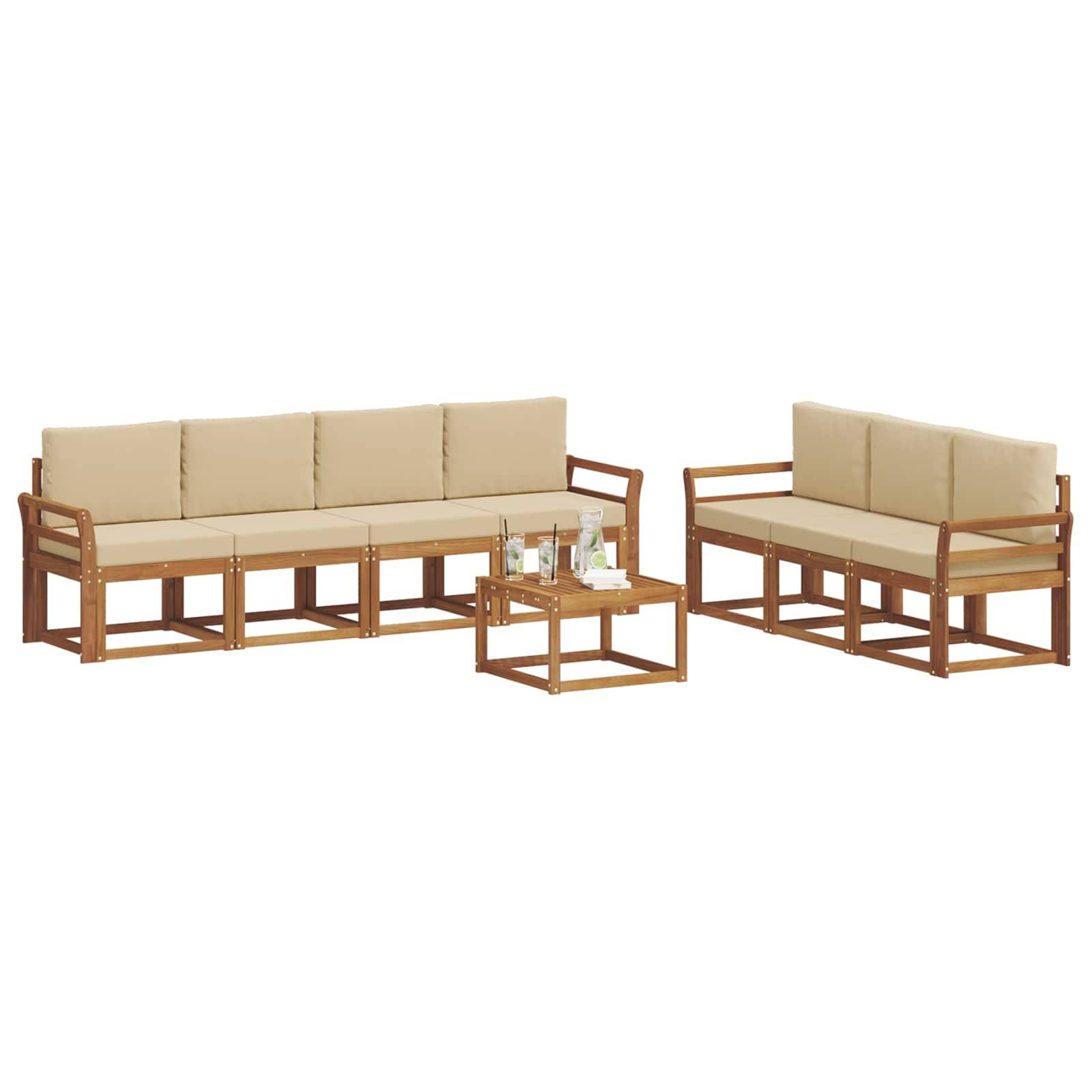 vidaXL Outdoor-Sofagarnitur mit Kissen 8 pcs Natur und Beige