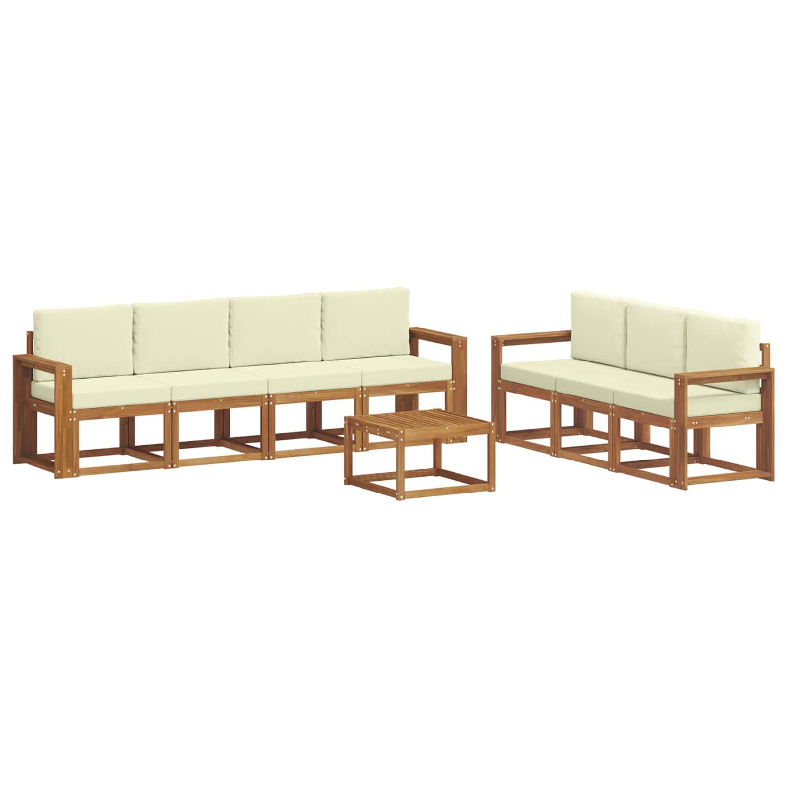 vidaXL Outdoor-Sofagarnitur mit Kissen 8 pcs Natur und Creme