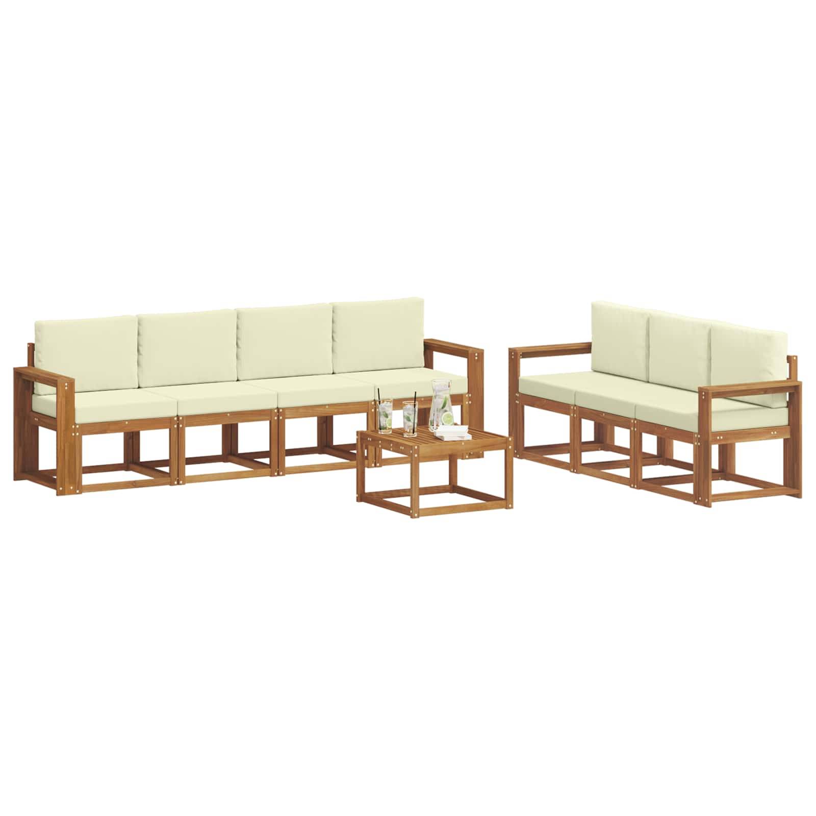 vidaXL Outdoor-Sofagarnitur mit Kissen 8 pcs Natur und Creme
