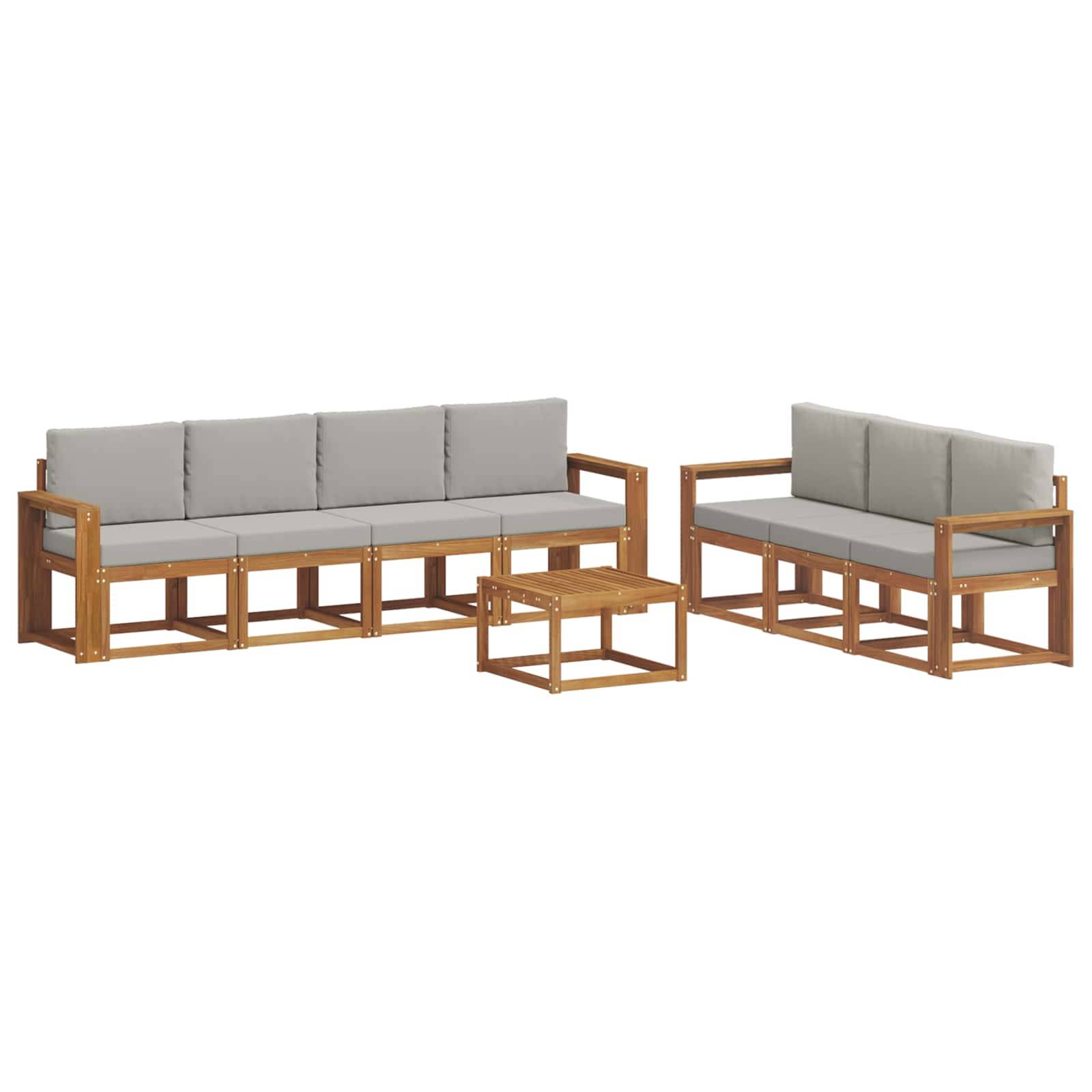 vidaXL Outdoor-Sofagarnitur mit Kissen 8 pcs Natürlich und Hellgrau