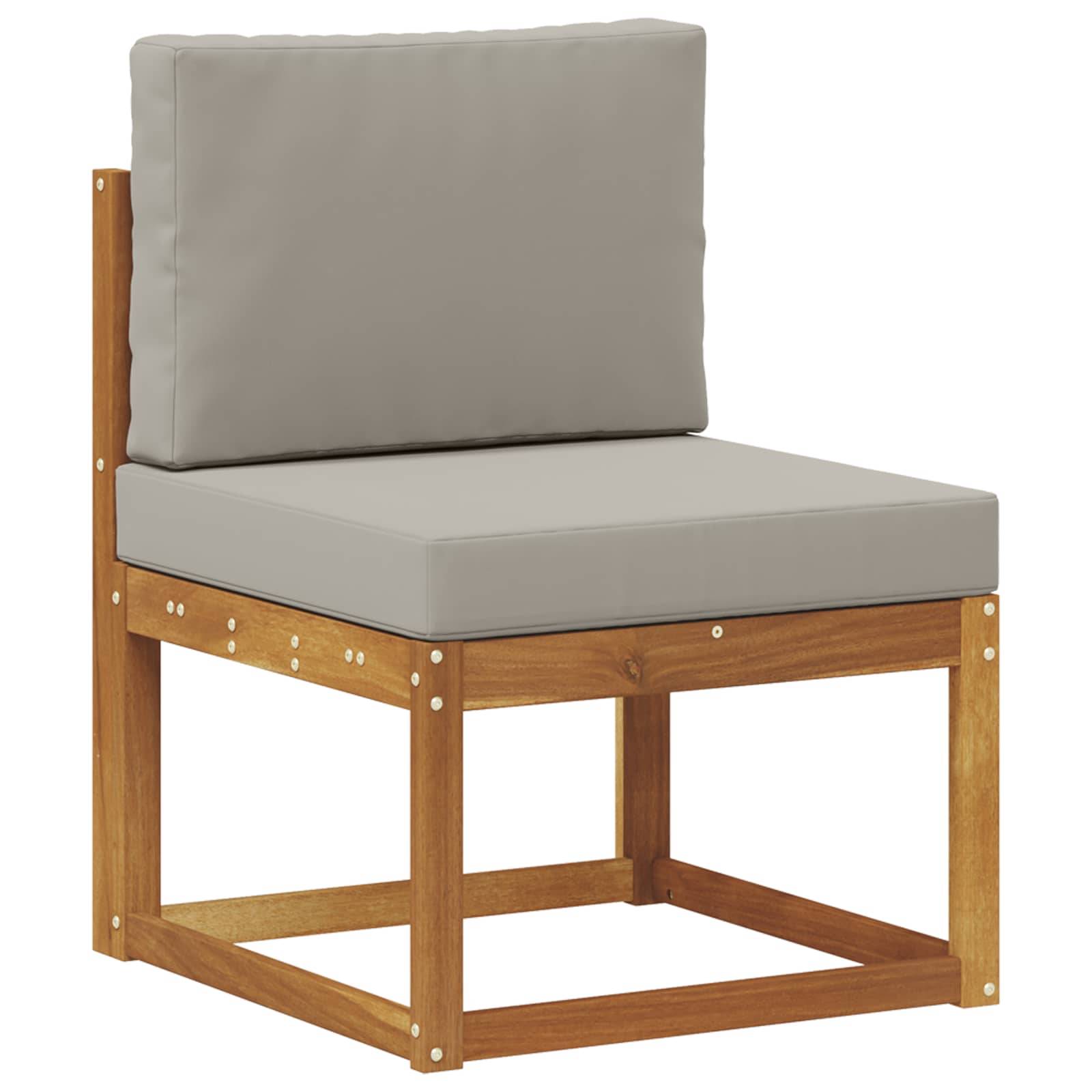 vidaXL Ecksofa Set 6 pcs Natürlich und Hellgrau Massivholz Akazie