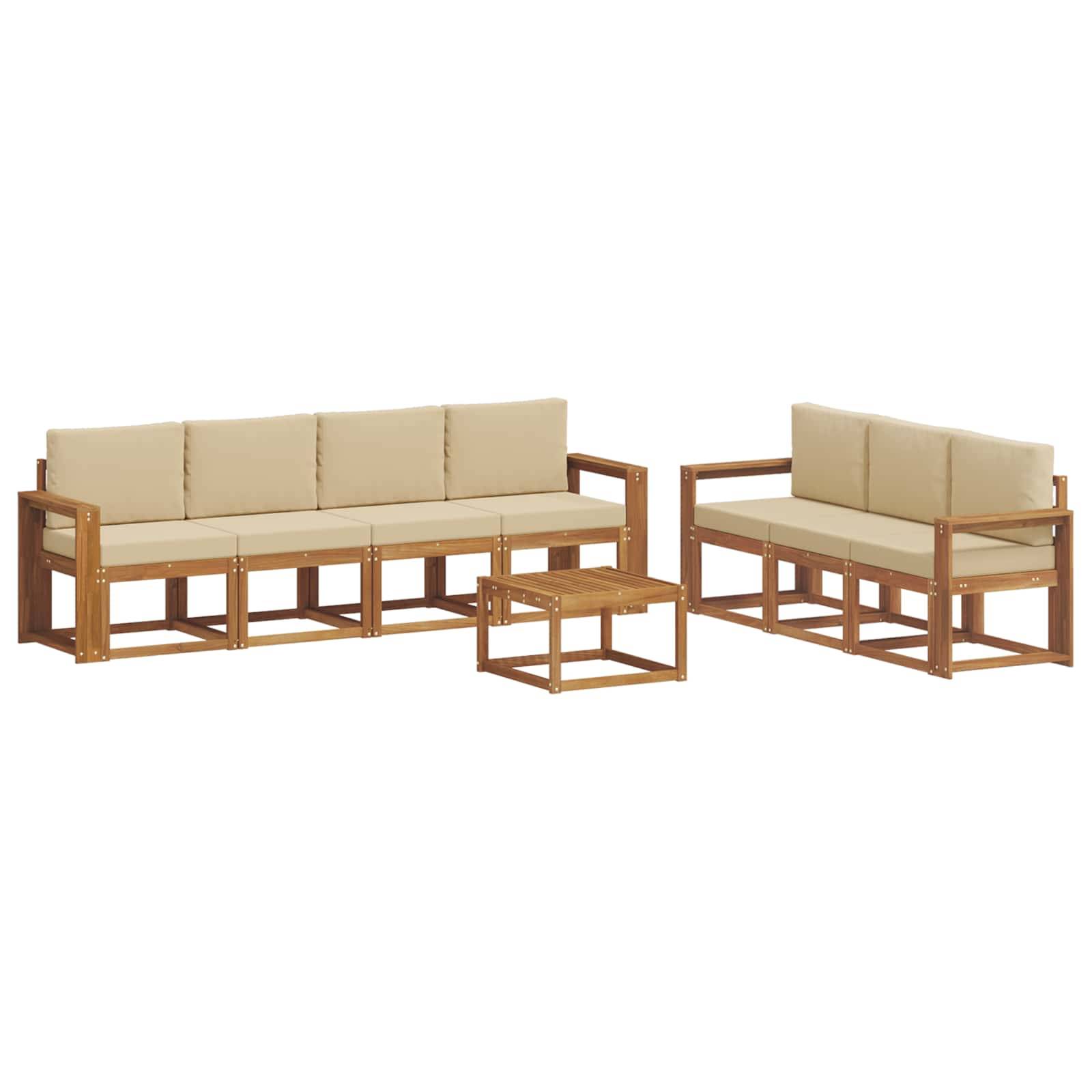 vidaXL Outdoor-Sofagarnitur mit Kissen 8 pcs Natur und Beige