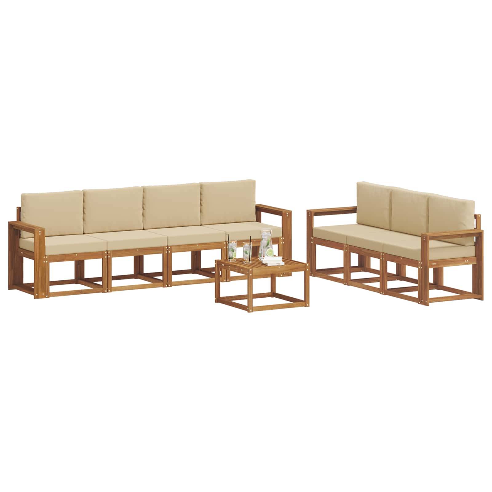vidaXL Outdoor-Sofagarnitur mit Kissen 8 pcs Natur und Beige