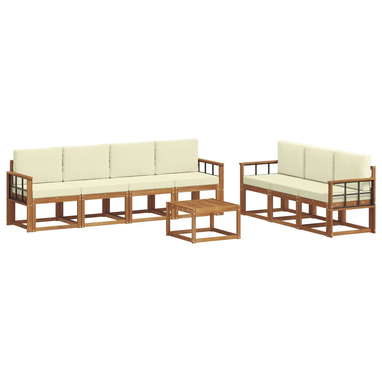 vidaXL Outdoor-Sofagarnitur mit Kissen 8 pcs Natur und Creme