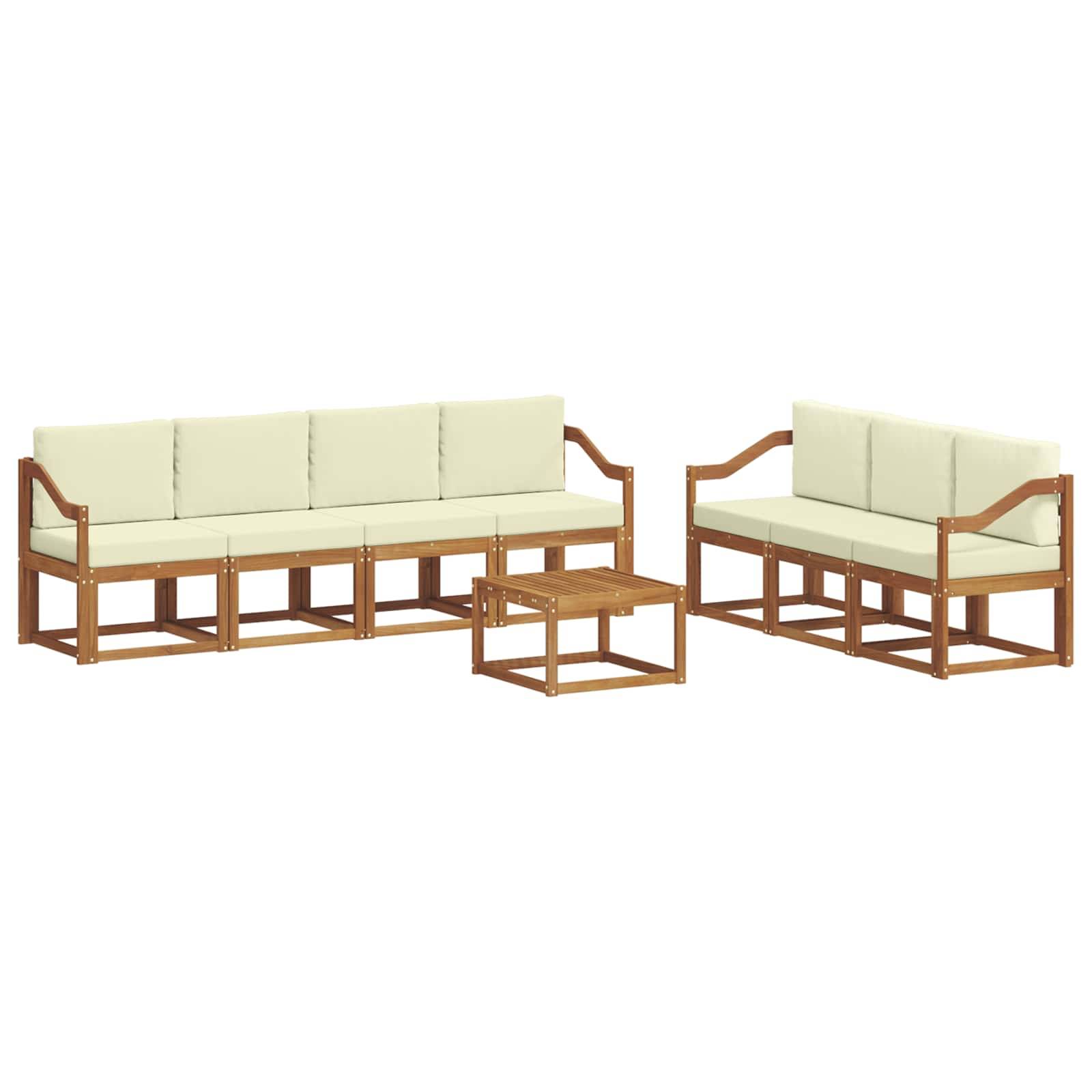 vidaXL Outdoor-Sofagarnitur mit Kissen 8 pcs Natur und Creme