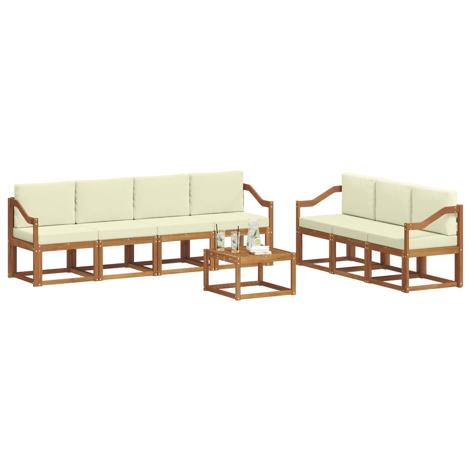 vidaXL Outdoor-Sofagarnitur mit Kissen 8 pcs Natur und Creme