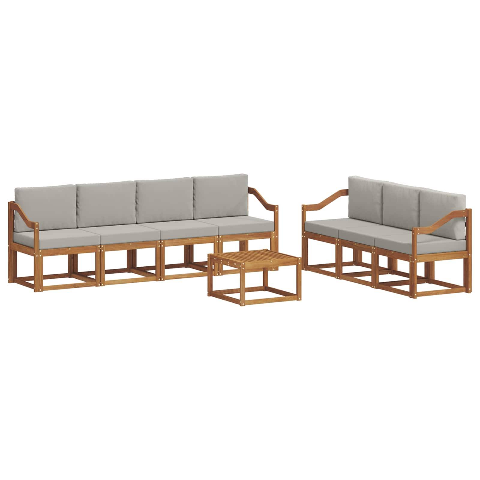 vidaXL Outdoor-Sofagarnitur mit Kissen 8 pcs Natürlich und Hellgrau