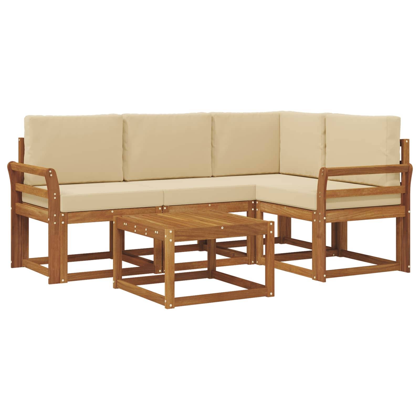 vidaXL Outdoor-Sofagarnitur mit Kissen 5 pcs Natur und Beige