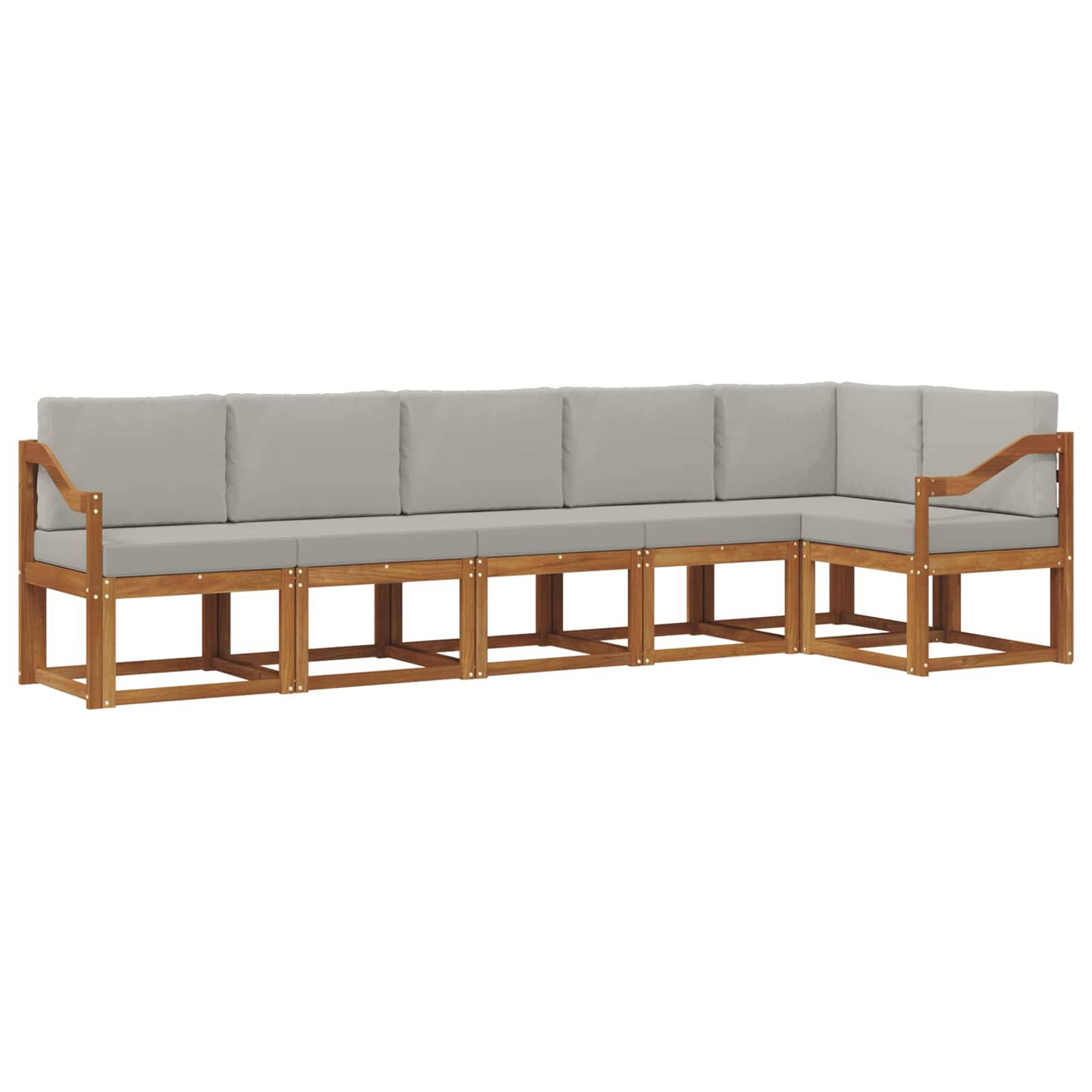 vidaXL Outdoor-Sofagarnitur mit Kissen 6 pcs Natürlich und Hellgrau