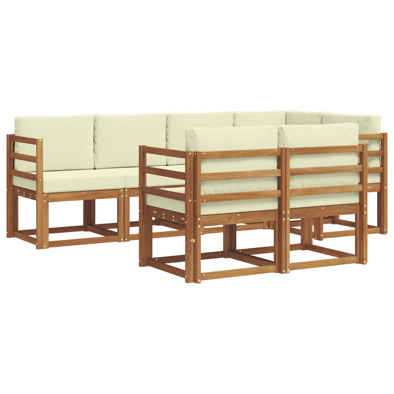 vidaXL Outdoor-Sofagarnitur mit Kissen 7 pcs Natur und Creme