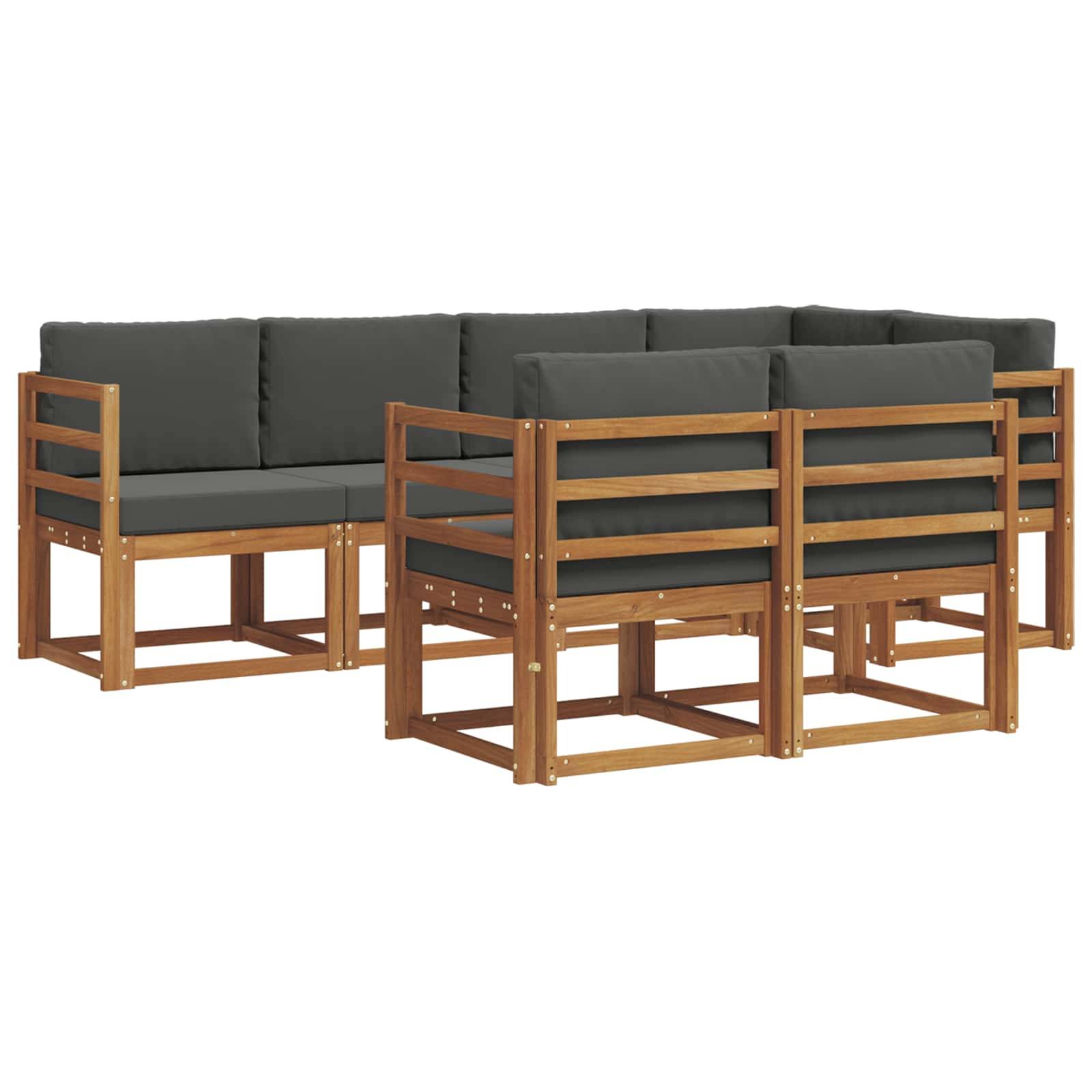 vidaXL Outdoor-Sofagarnitur mit Kissen 7 pcs Natur und Anthrazit