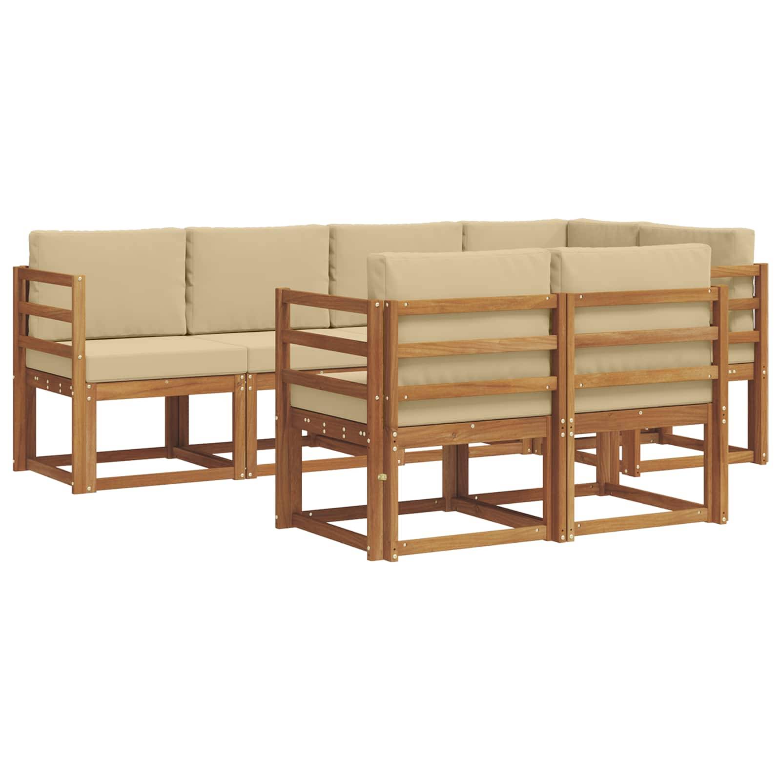 vidaXL Outdoor-Sofagarnitur mit Kissen 7 pcs Natur und Beige