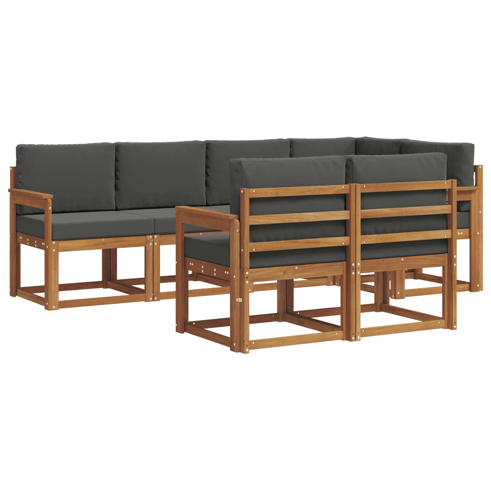 vidaXL Outdoor-Sofagarnitur mit Kissen 7 pcs Natur und Anthrazit