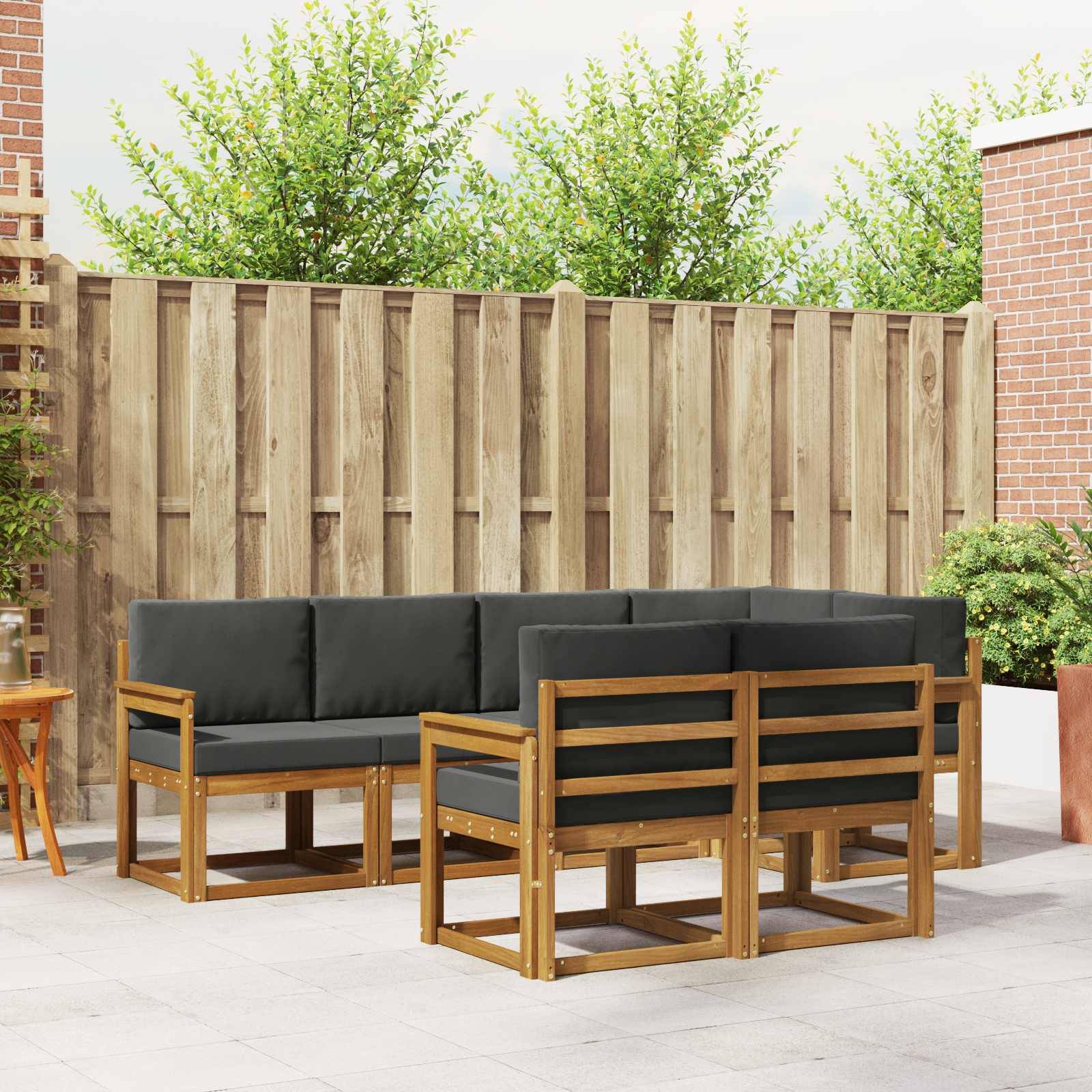 vidaXL Outdoor-Sofagarnitur mit Kissen 7 pcs Natur und Anthrazit