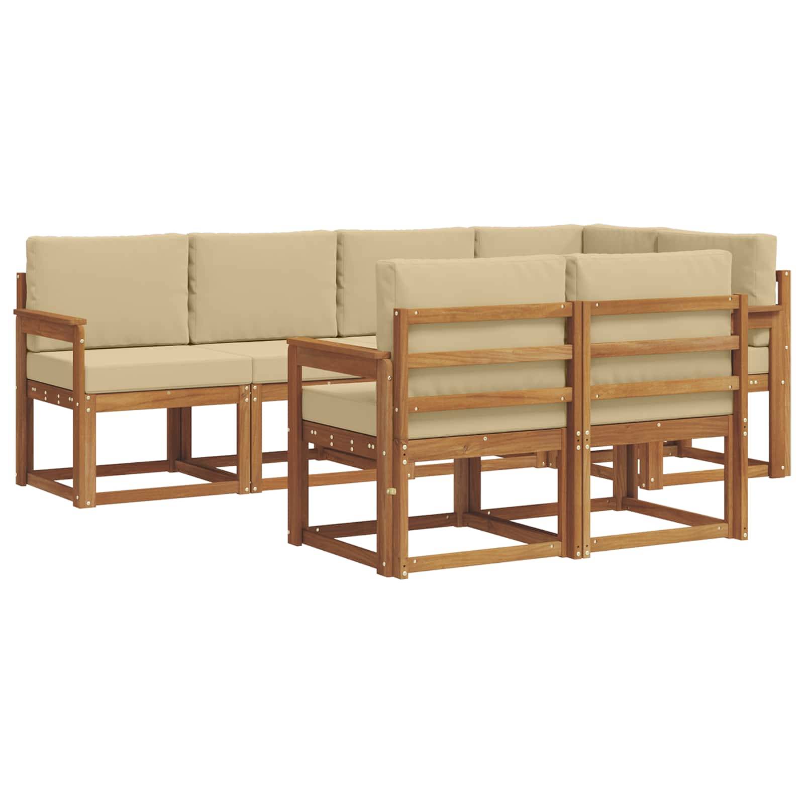vidaXL Outdoor-Sofagarnitur mit Kissen 7 pcs Natur und Beige