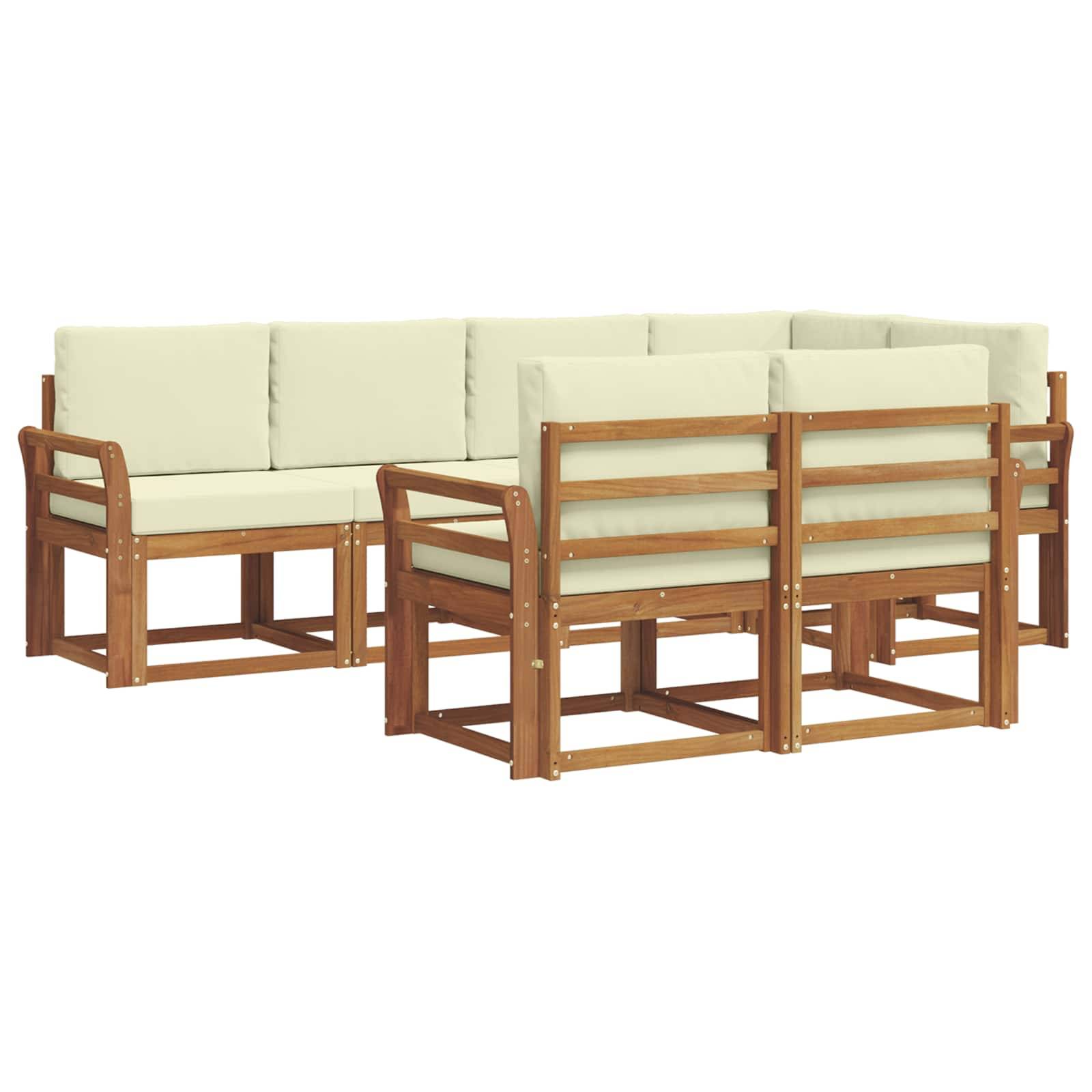vidaXL Outdoor-Sofagarnitur mit Kissen 7 pcs Natur und Creme
