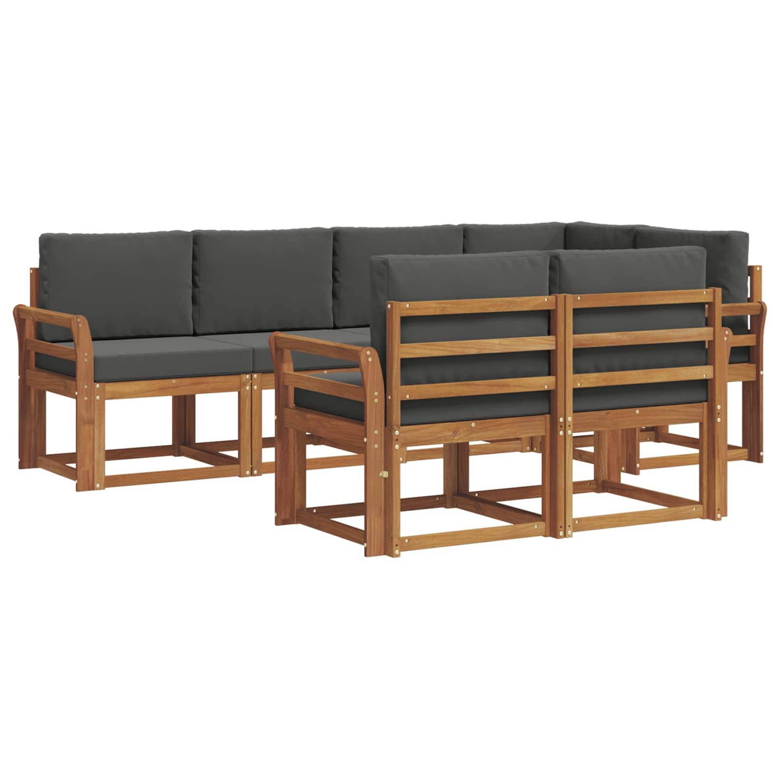vidaXL Outdoor-Sofagarnitur mit Kissen 7 pcs Natur und Anthrazit