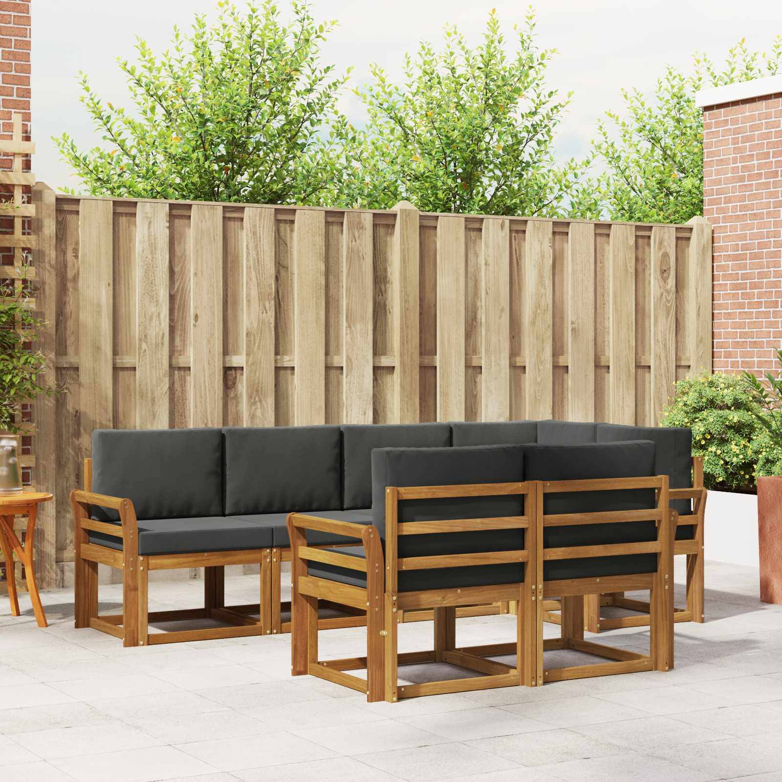 vidaXL Outdoor-Sofagarnitur mit Kissen 7 pcs Natur und Anthrazit