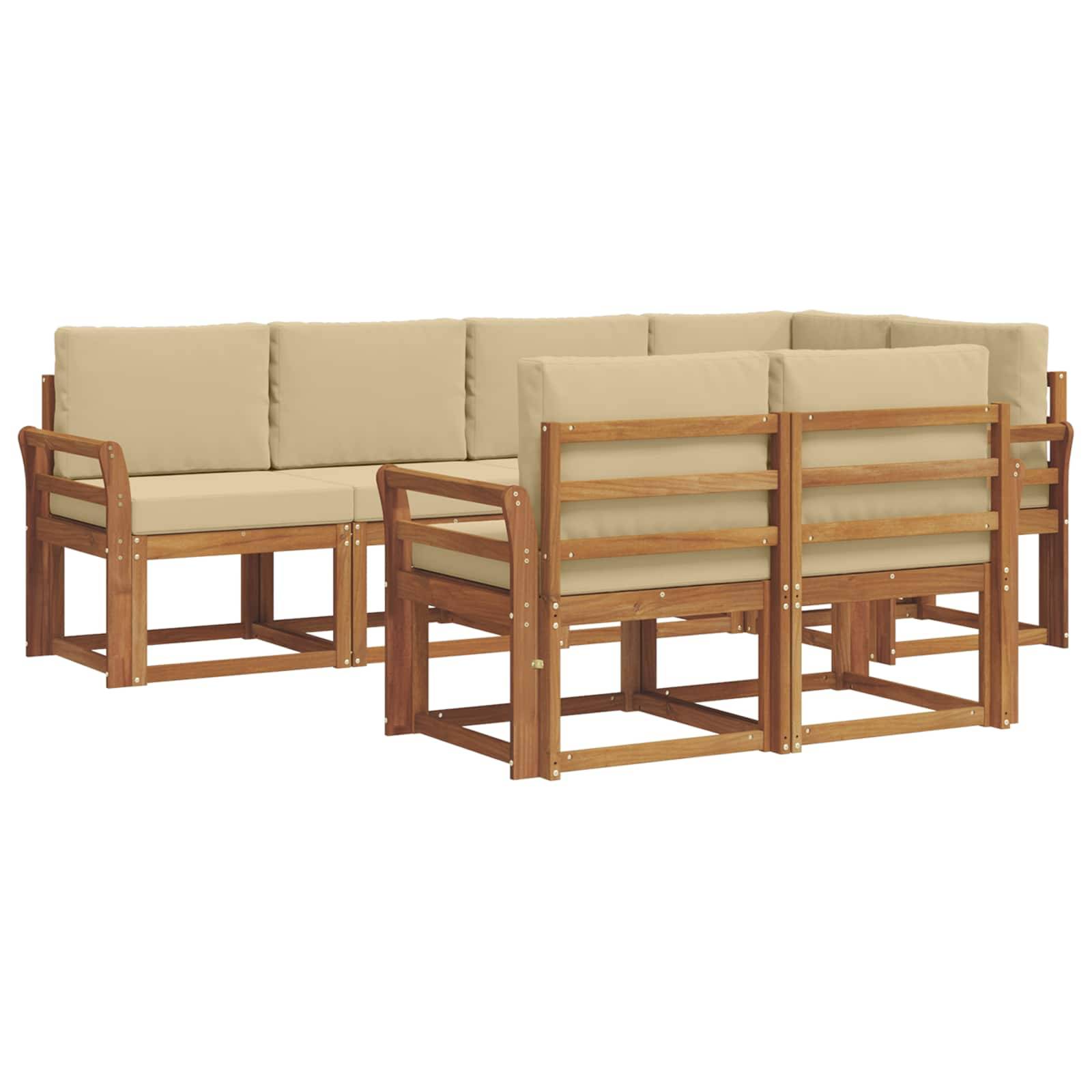 vidaXL Outdoor-Sofagarnitur mit Kissen 7 pcs Natur und Beige