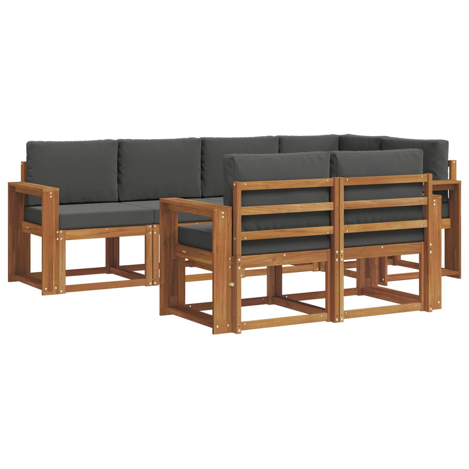 vidaXL Outdoor-Sofagarnitur mit Kissen 7 pcs Natur und Anthrazit