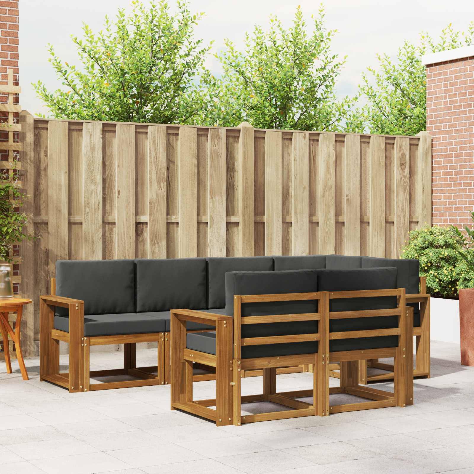 vidaXL Outdoor-Sofagarnitur mit Kissen 7 pcs Natur und Anthrazit