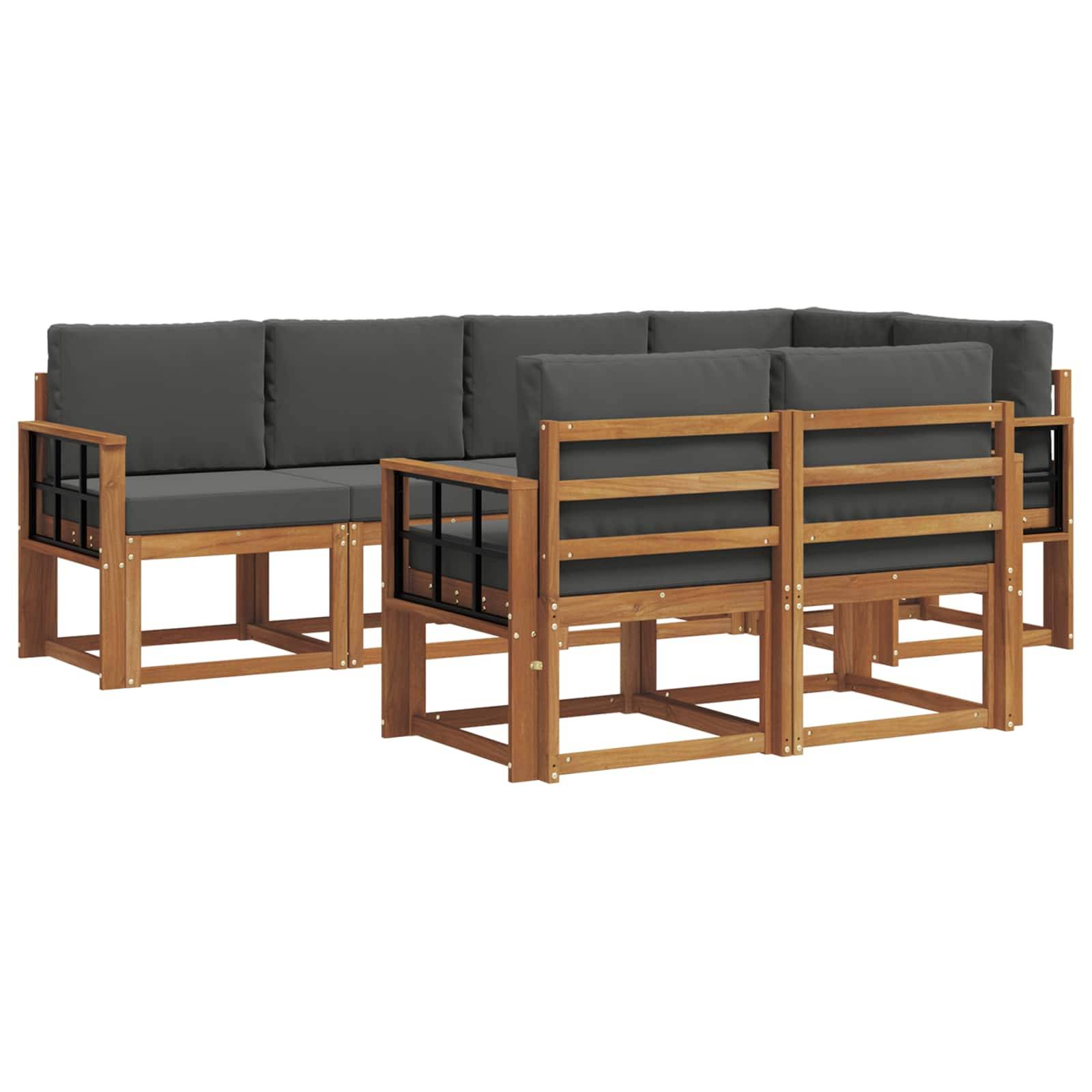 vidaXL Outdoor-Sofagarnitur mit Kissen 7 pcs Natur und Anthrazit