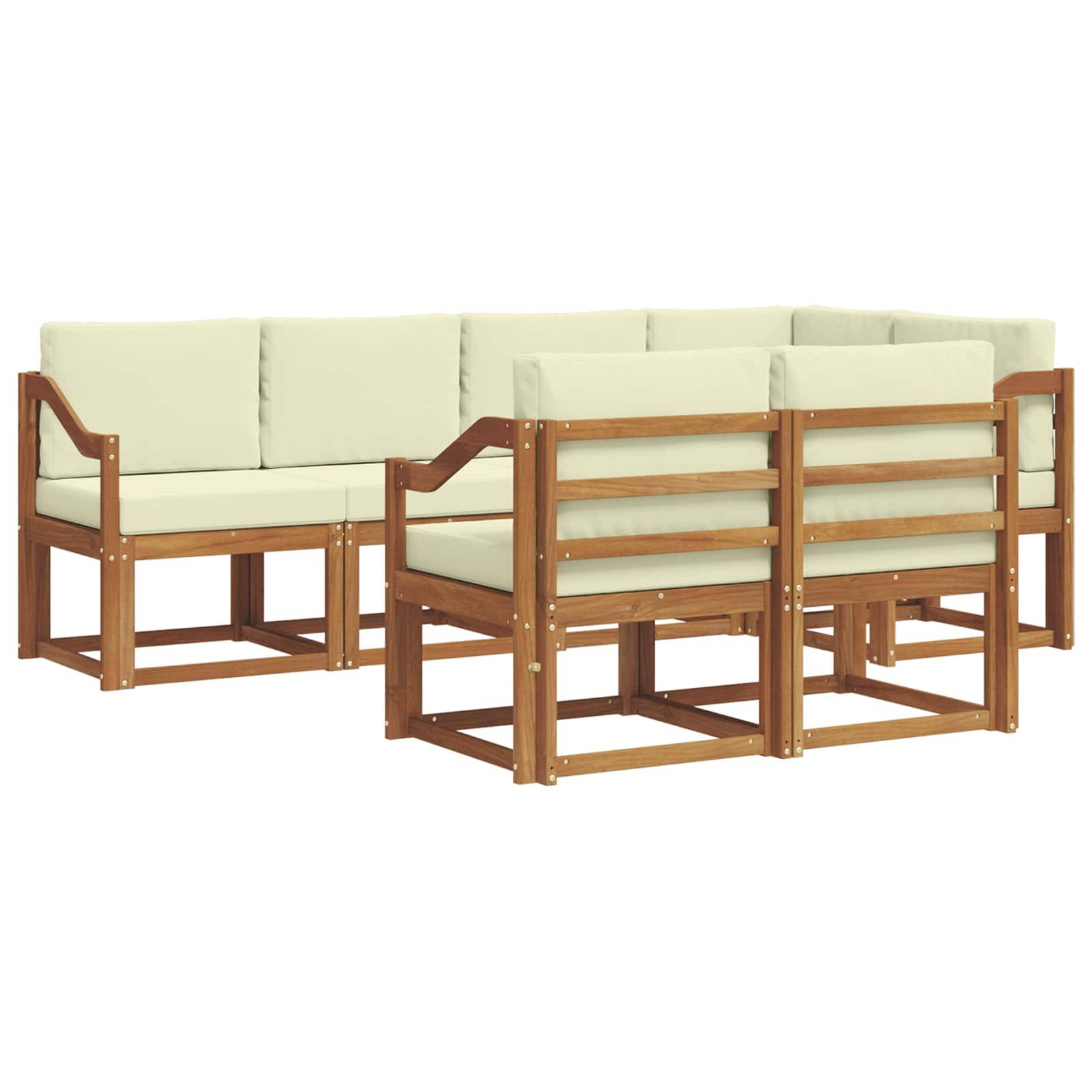 vidaXL Outdoor-Sofagarnitur mit Kissen 7 pcs Natur und Creme
