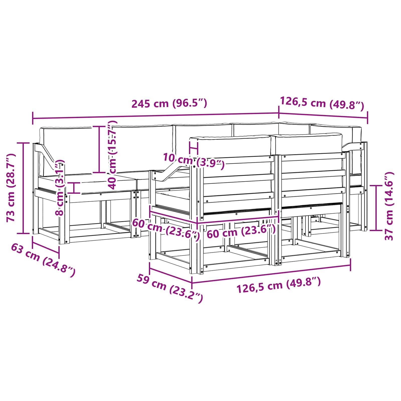 vidaXL Outdoor-Sofagarnitur 7 pcs Weiß und Anthrazit Polyester