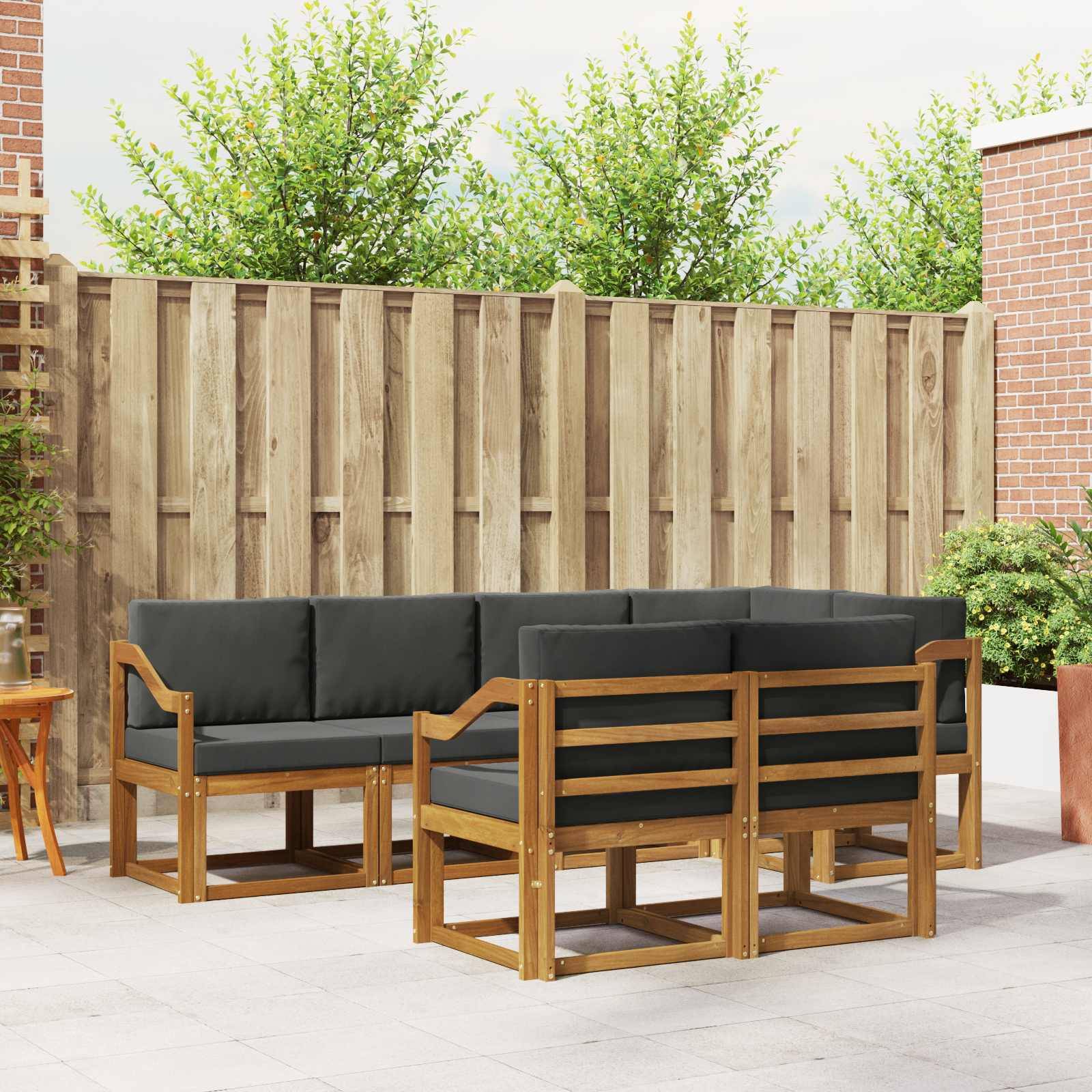 vidaXL Outdoor-Sofagarnitur mit Kissen 7 pcs Natur und Anthrazit