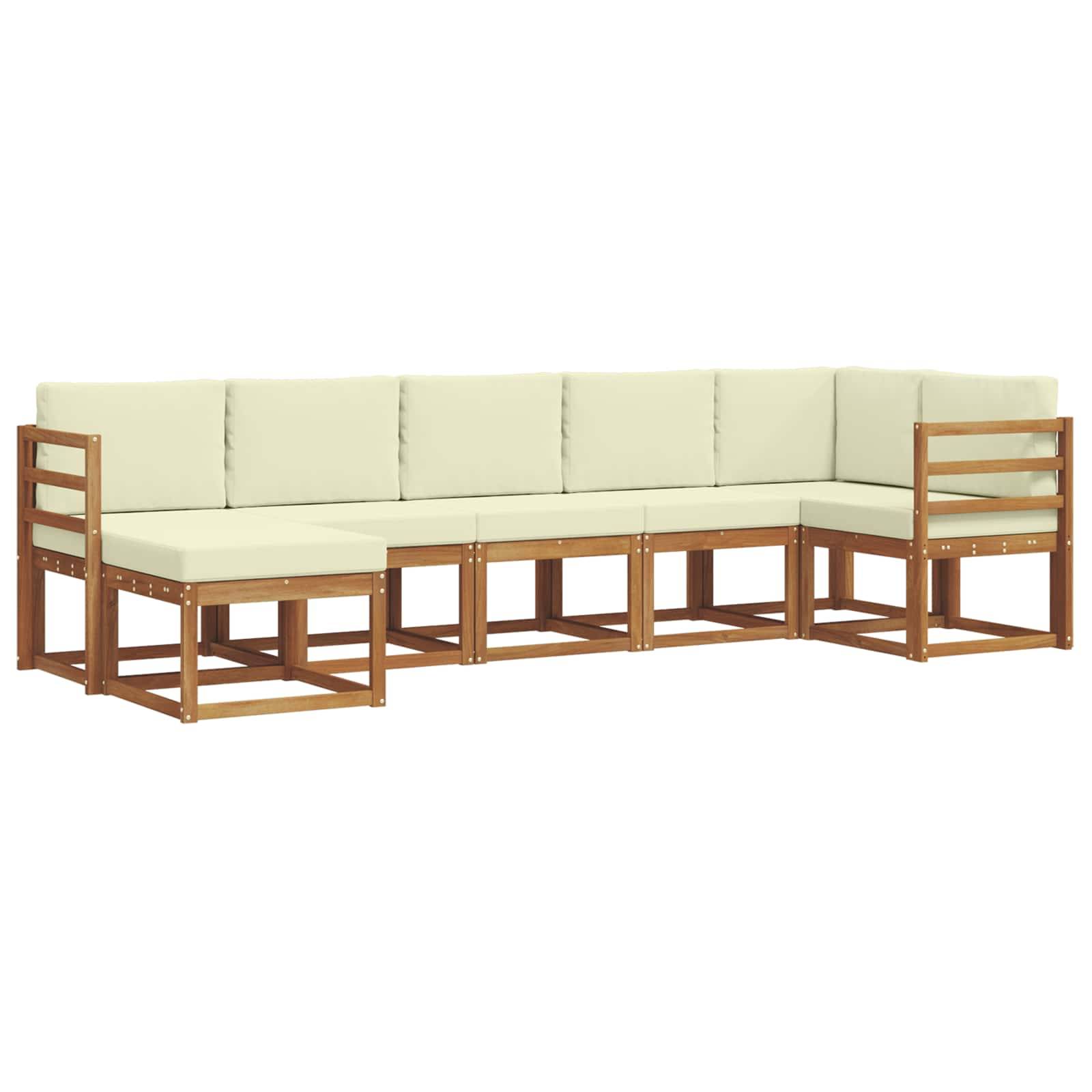 vidaXL Outdoor-Sofagarnitur mit Kissen 7 pcs Natur und Creme
