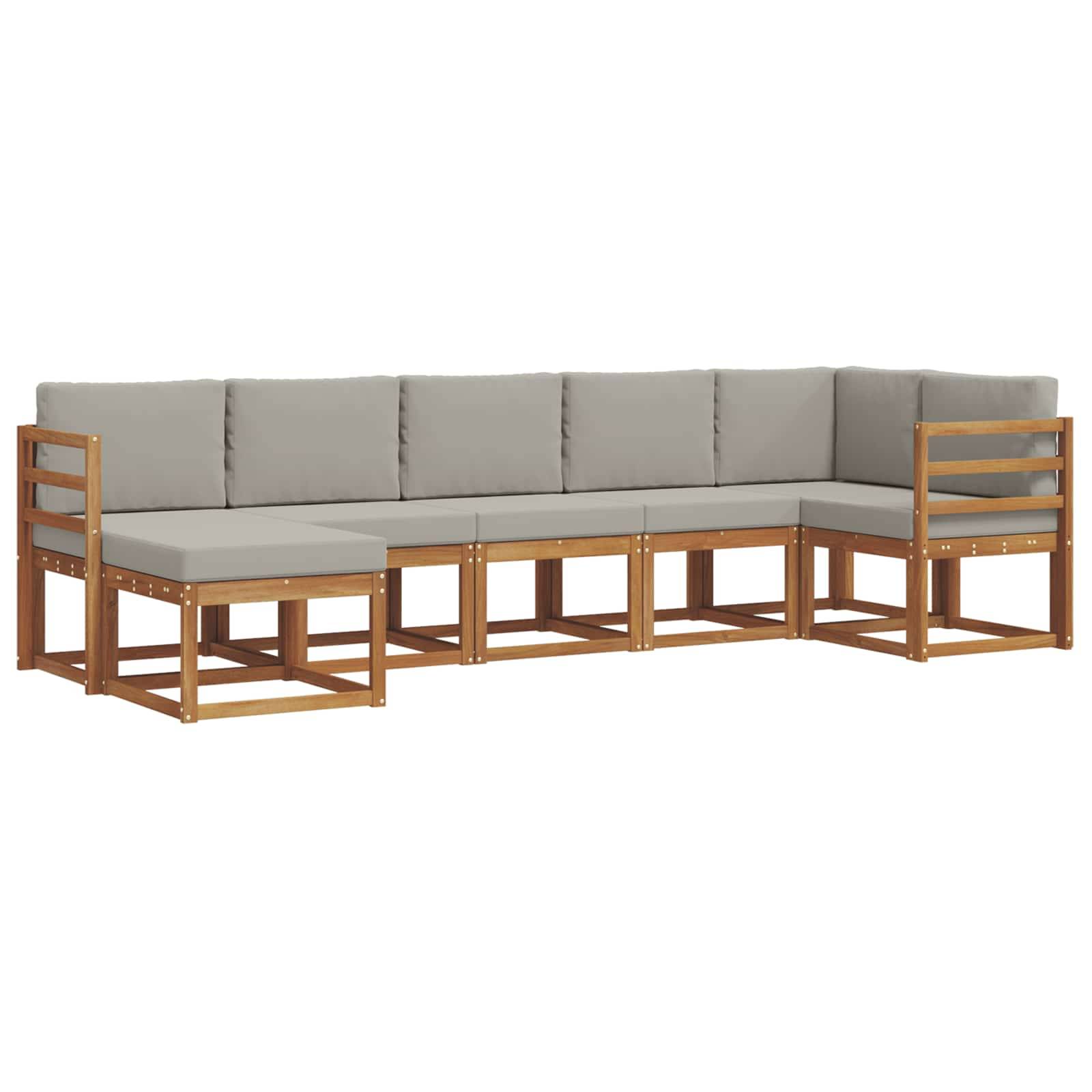 vidaXL Outdoor-Sofagarnitur mit Kissen 7 pcs Natürlich und Hellgrau