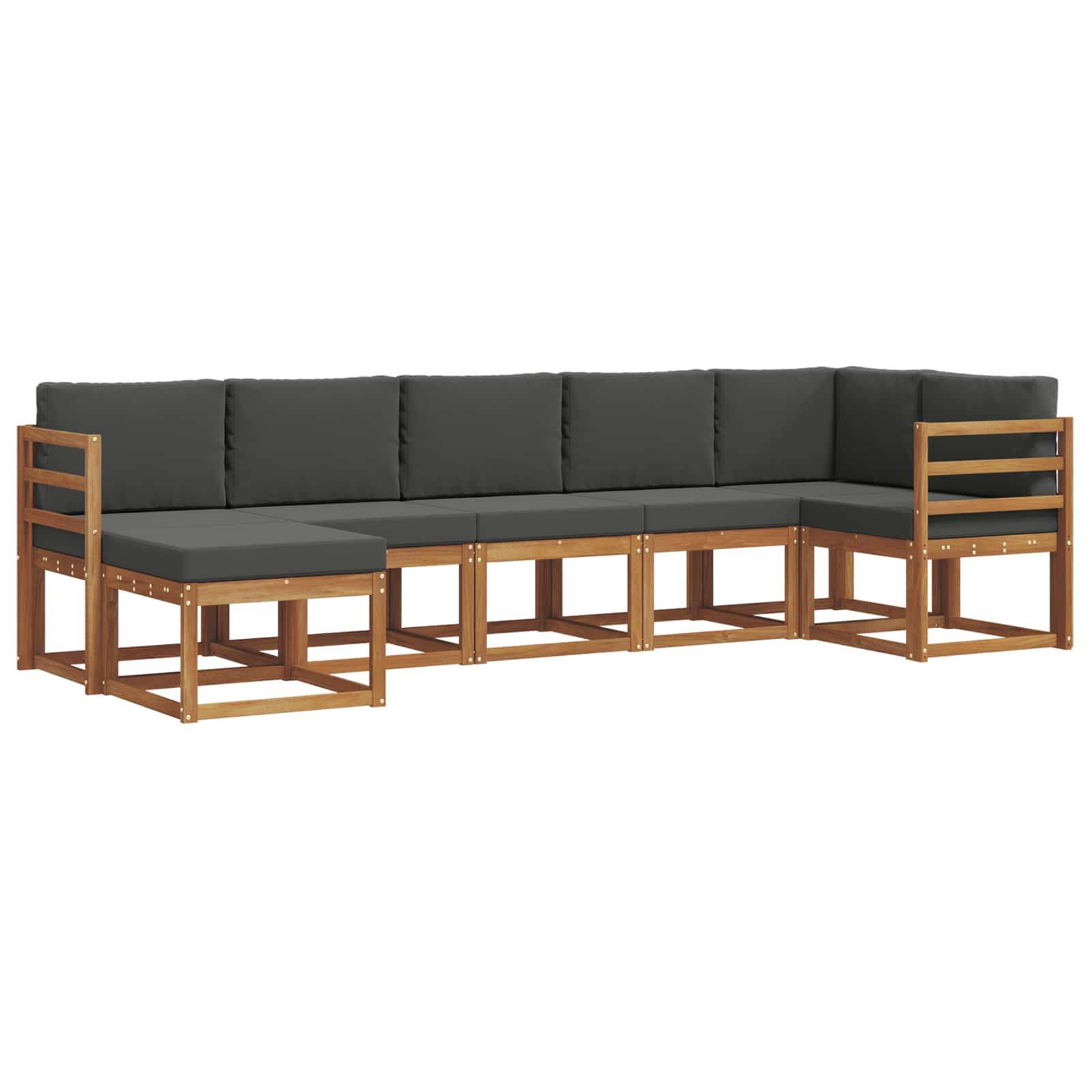 vidaXL Outdoor-Sofagarnitur mit Kissen 7 pcs Natur und Anthrazit