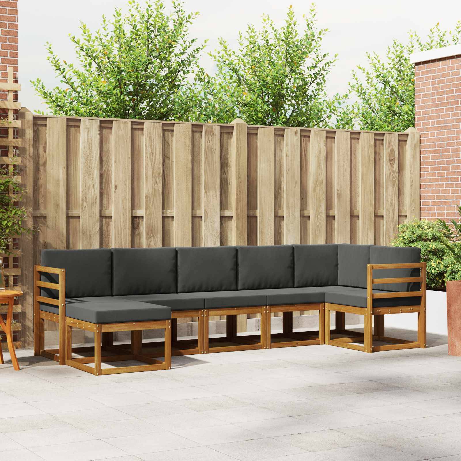 vidaXL Outdoor-Sofagarnitur mit Kissen 7 pcs Natur und Anthrazit