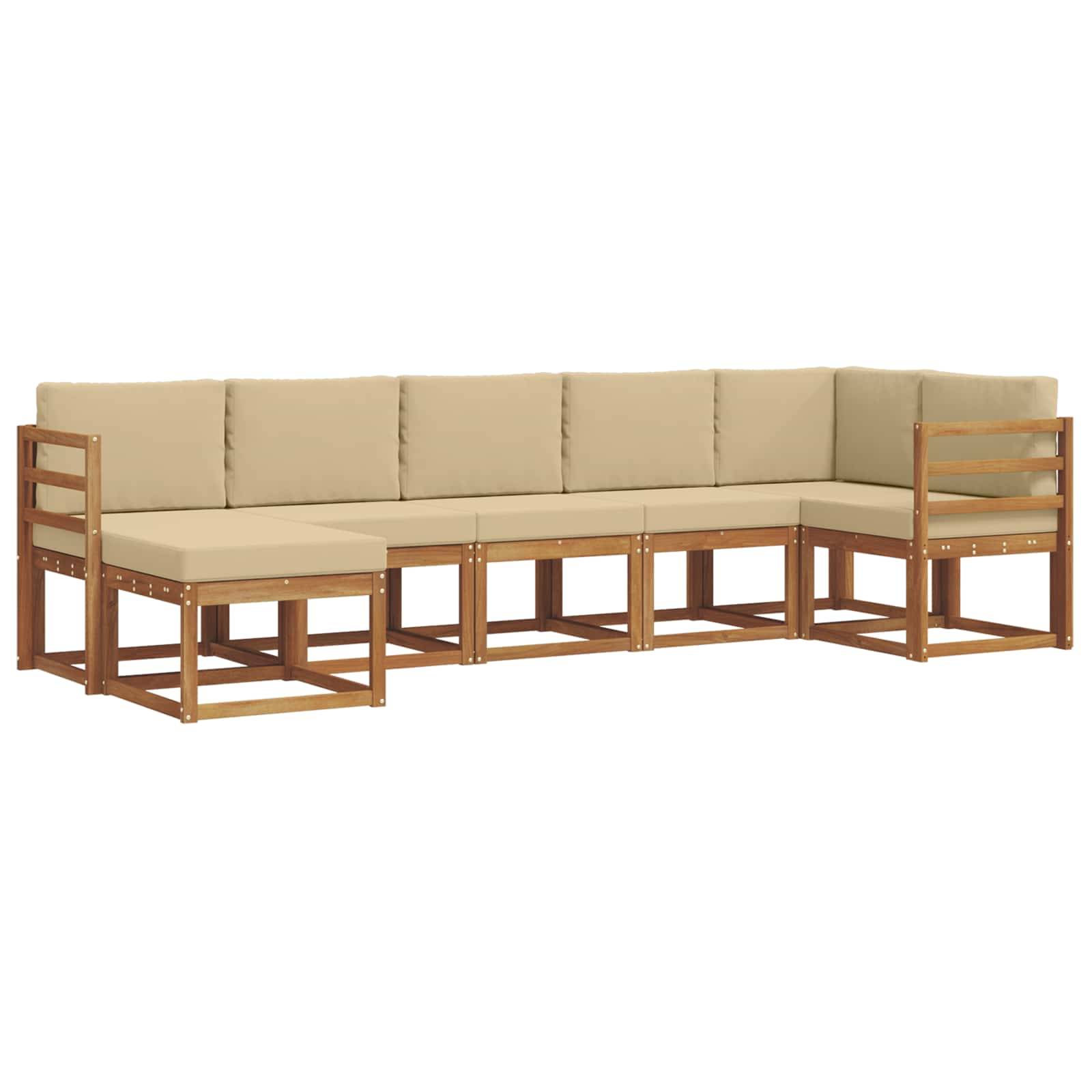 vidaXL Outdoor-Sofagarnitur mit Kissen 7 pcs Natur und Beige