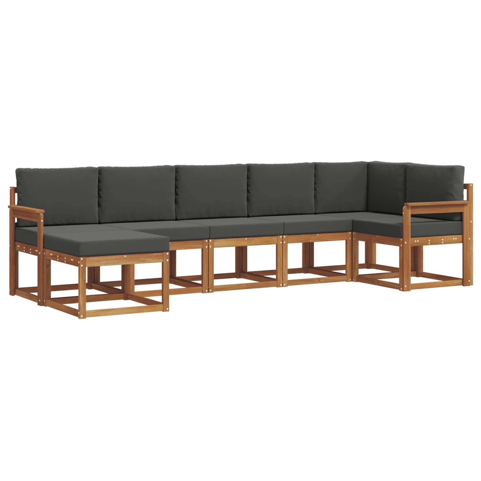 vidaXL Outdoor-Sofagarnitur mit Kissen 7 pcs Natur und Anthrazit